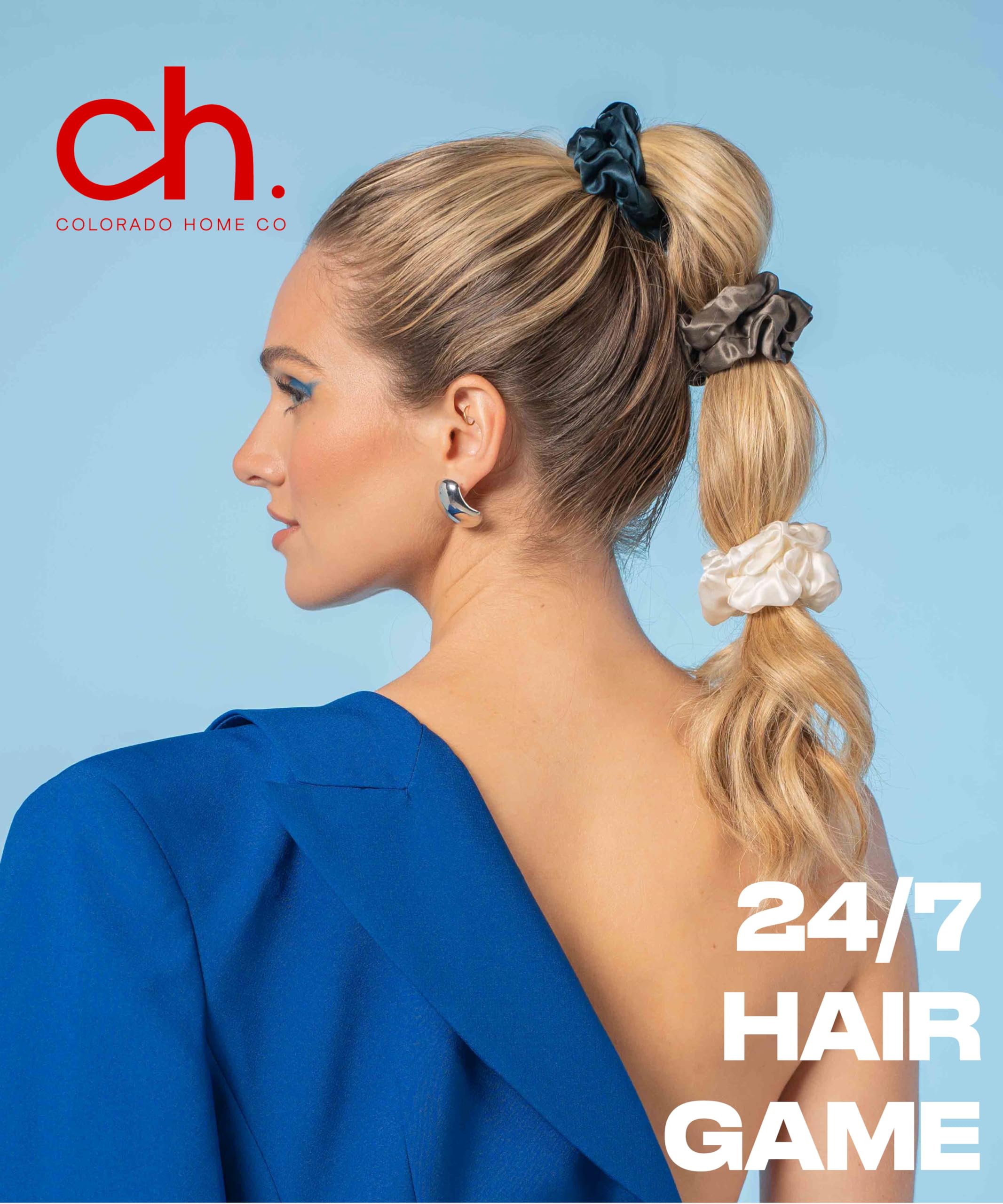 Ch. Mulberry Silk Scrunchies Set, 100% Pure Hair Accessories, Extra Soft Scrunchies For Hair & Sleep, Premium 22 Momme Handmade