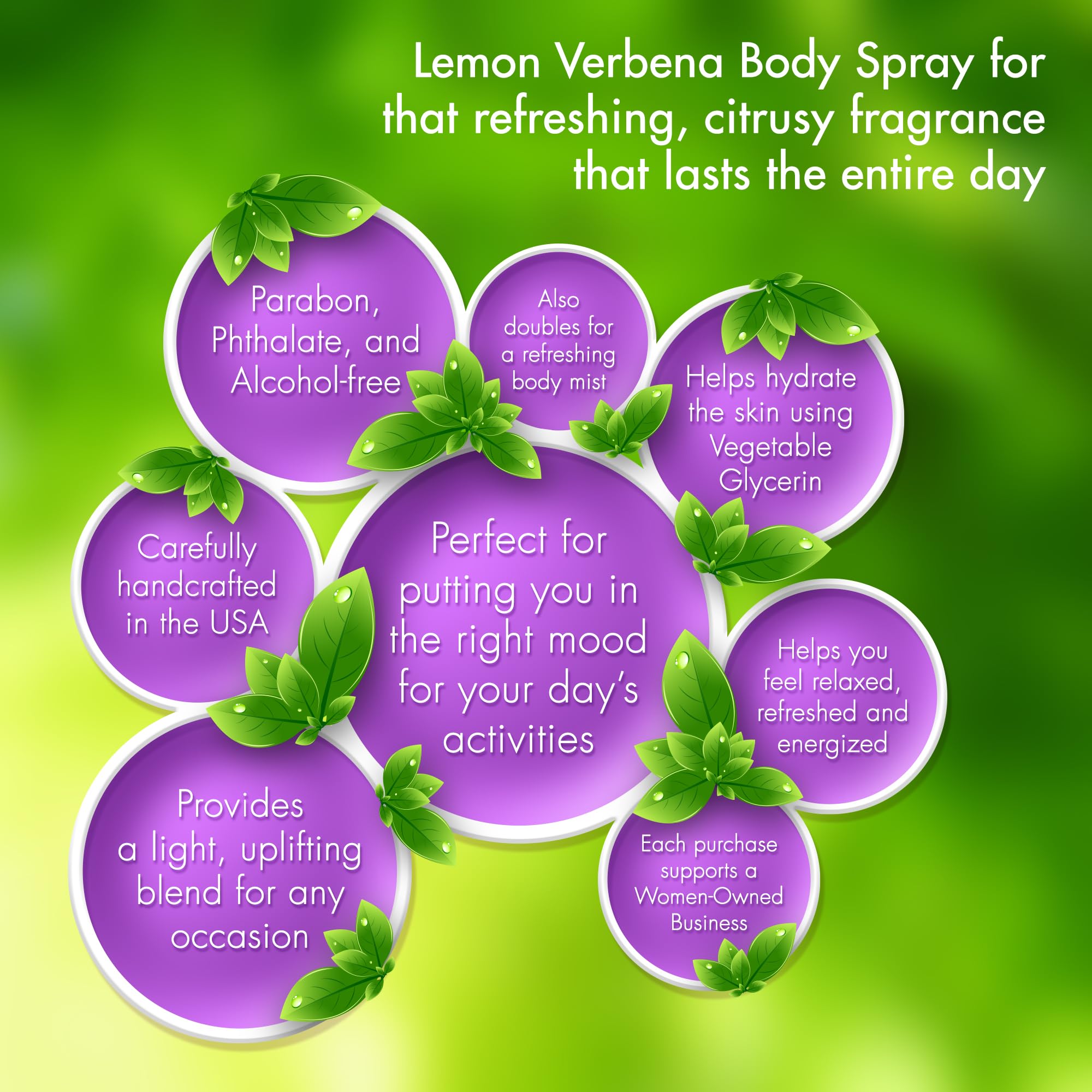 Eclectic Lady Body Spray For Women, 4 Oz Lemon Verbena Body Mist With Long-Lasting Fragrance, Fresh, Wonderful Scent For Spring