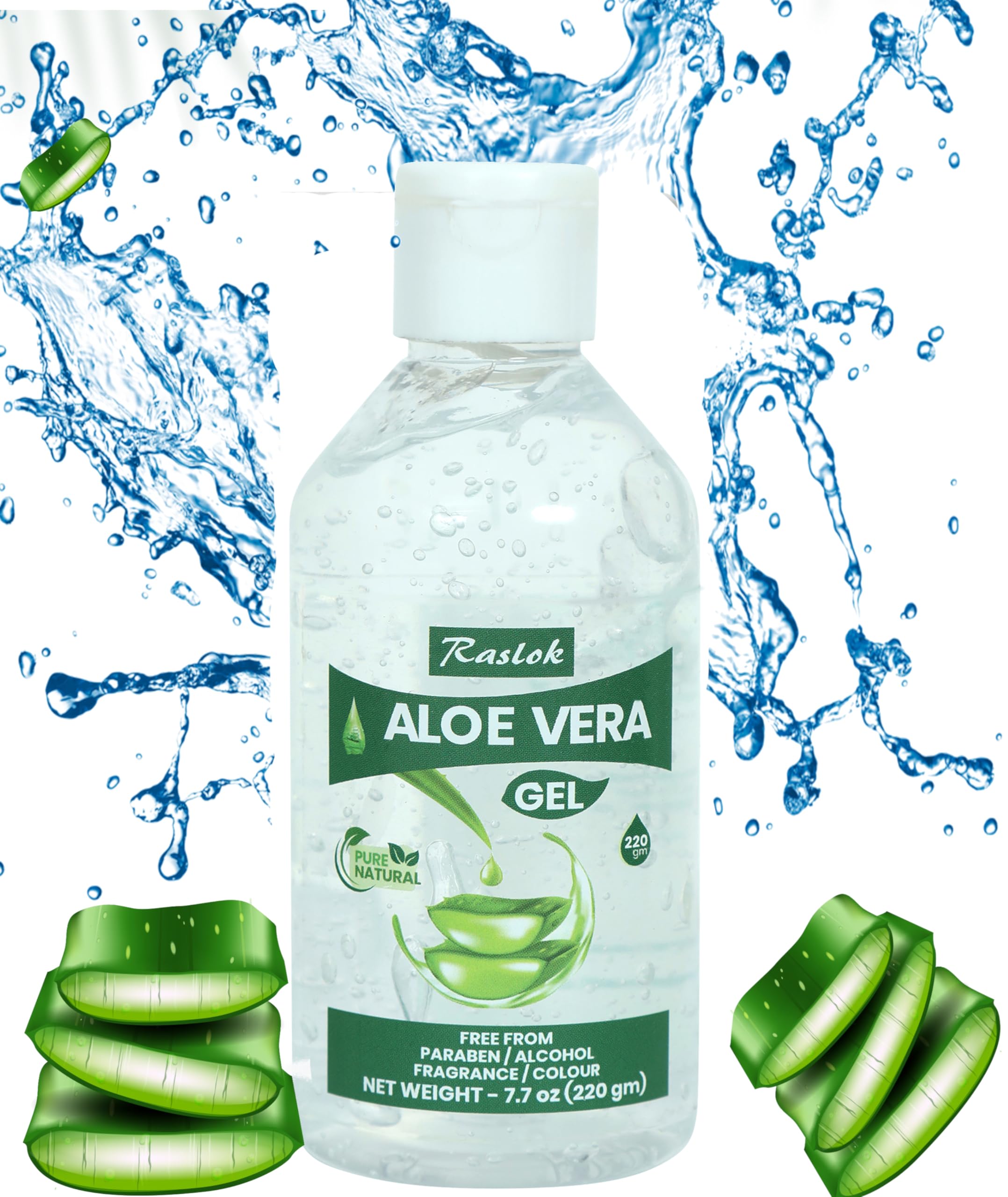Raslok Aloe Vera Gel | 100% Pure Natural Aloe Gel For Moisturizing Face Skin & Hair Care,Durable Moisturizing Hydrating Soothing