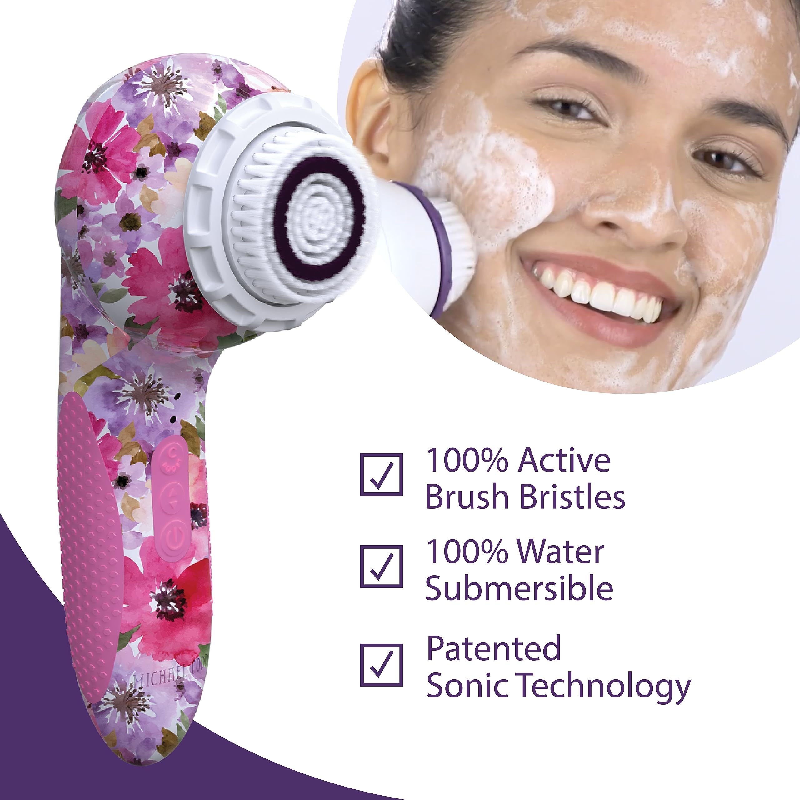 Michael Todd Beauty - Soniclear Elite - Facial Cleansing Brush System - 6-Speeds - Face Cleansing Brush & Exfoliating Body Scrub