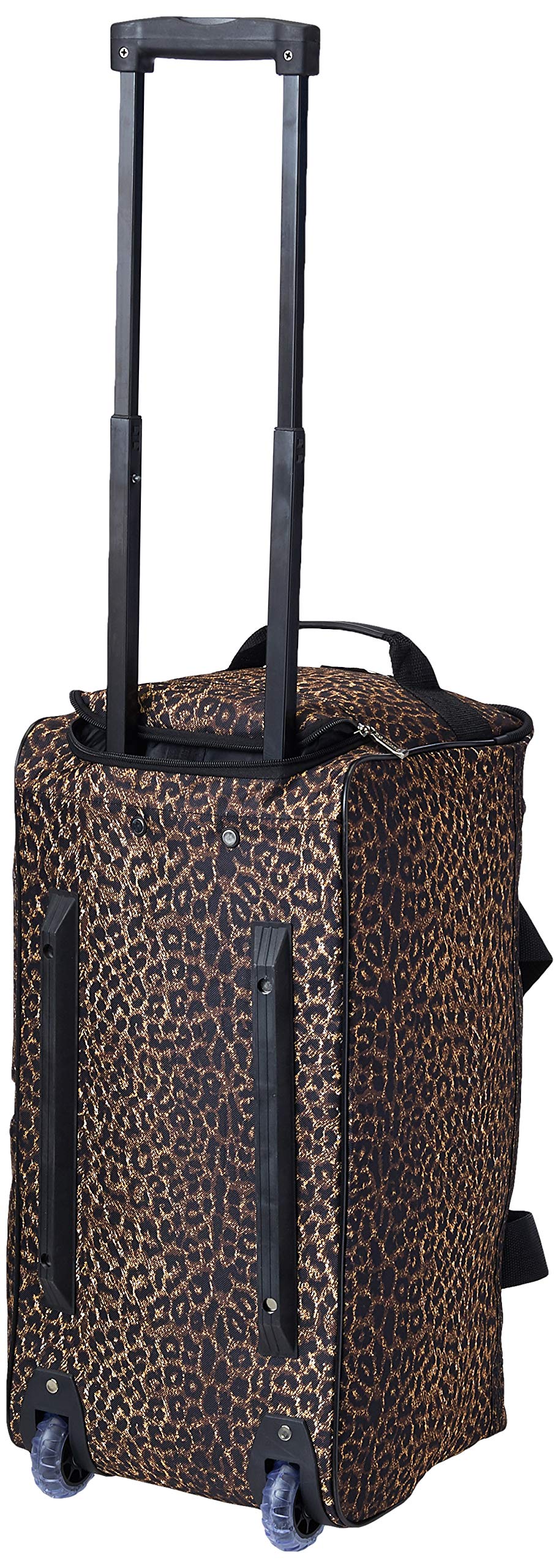 Rockland Rolling Duffel Bag, Brown Leopard, 100% Polyester, 22-Inch