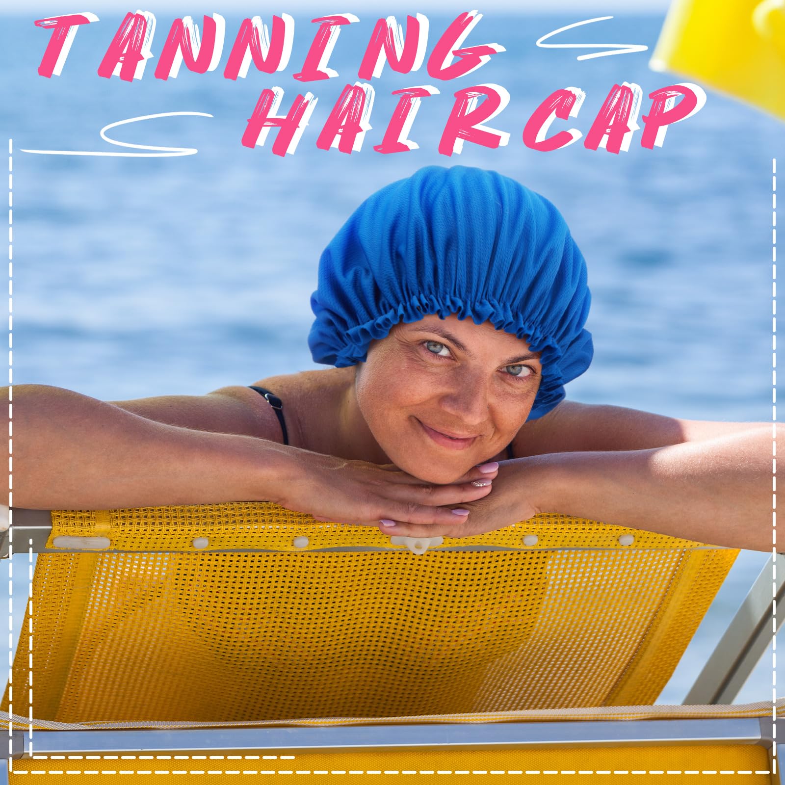 Vinsatin 4 Pcs Uv Protection Tanning Face Cover And Bonnet Cap Set Include 2 Pcs Tanning Hair Cap And 2 Pcs Face Tanning Mask Pr