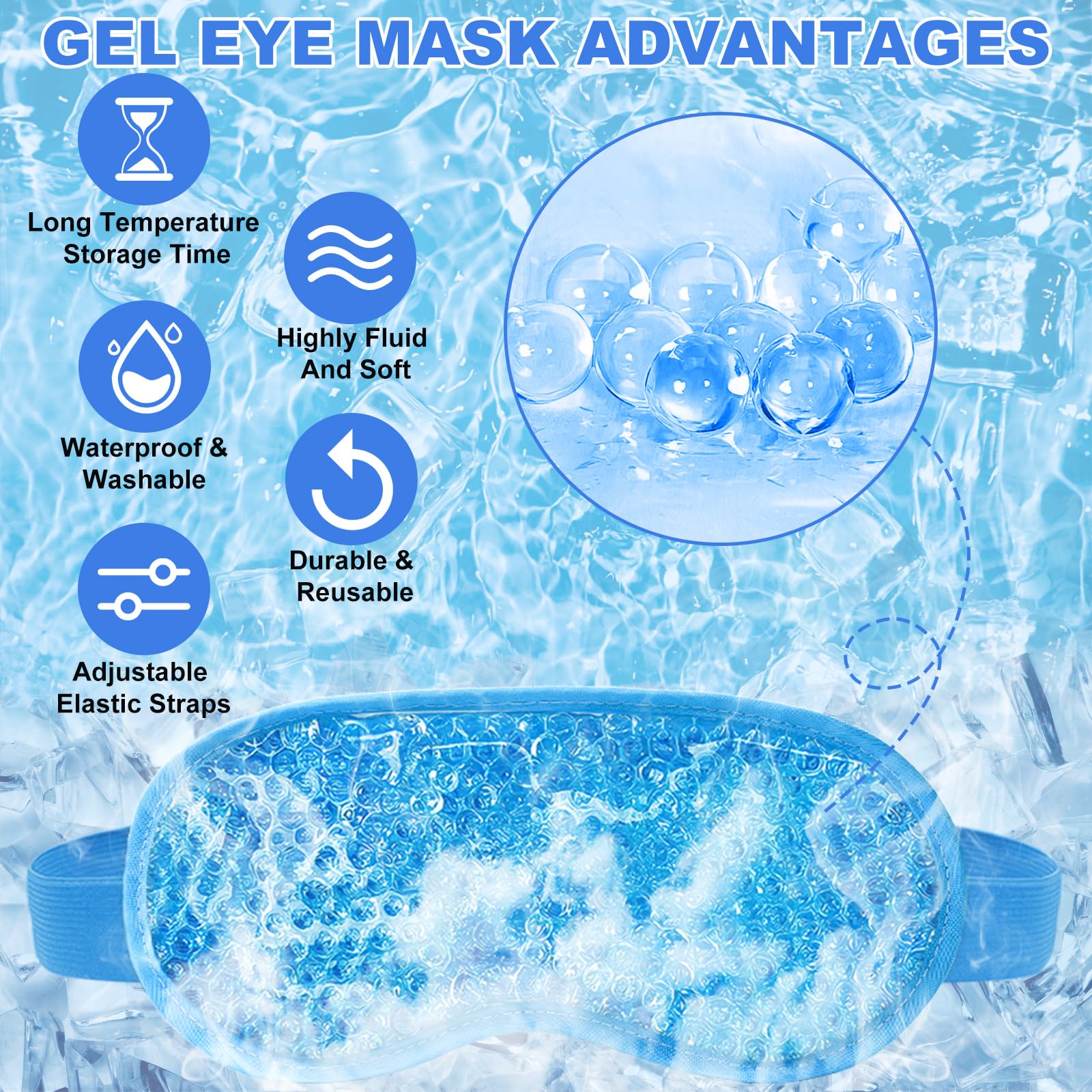 2Pack Cold Cooling Eye Mask, Reusable Hot Colder Therapy Gel Bead With Plush Backing For Puffiness Migraine Stress Relief Skin C