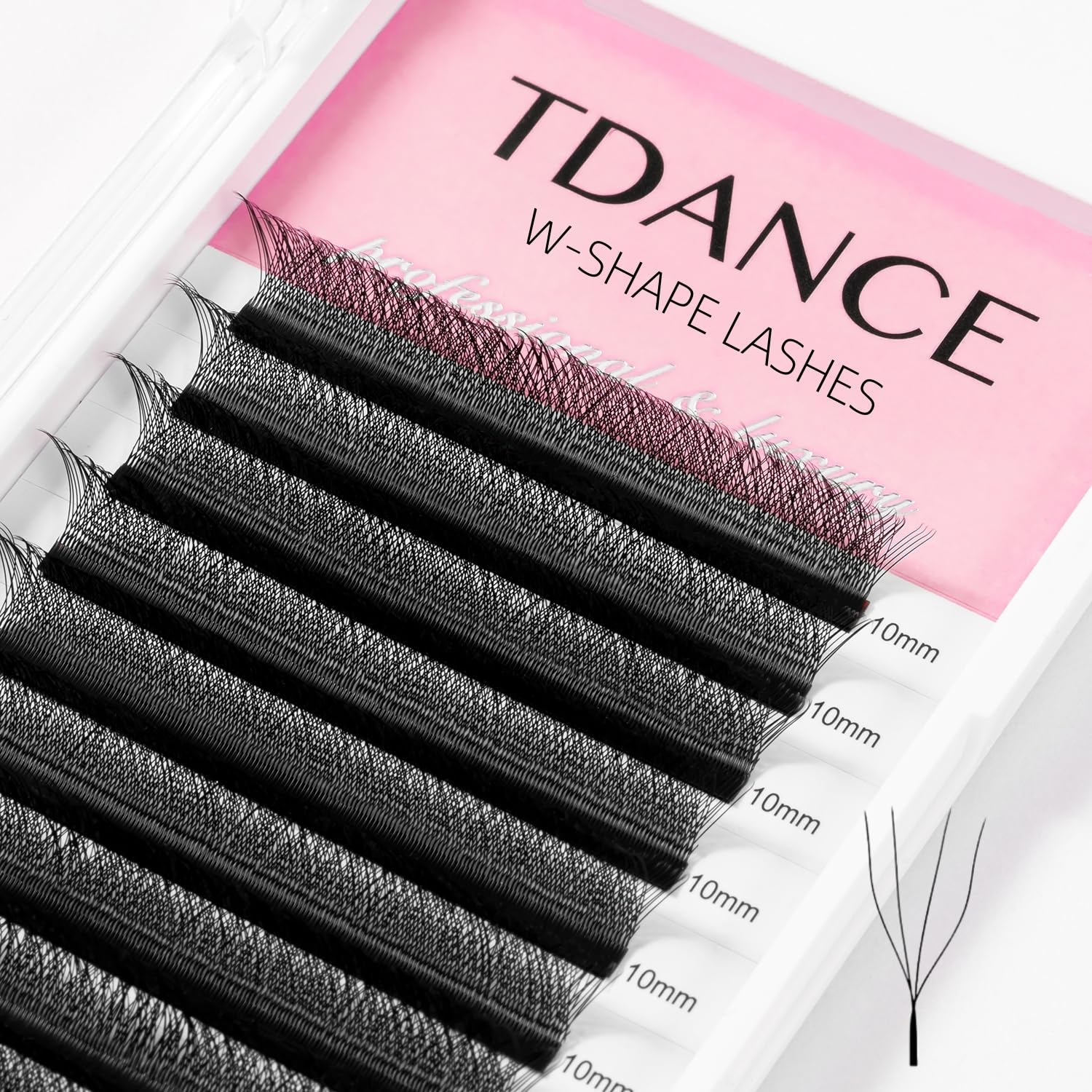 TDANCE W Eyelash Extensions 4D Premade Fans W Lashes 0.07 C/D Curl Matte Black W Shaped Volume Fans (W-4D-0.07-C-13mm)