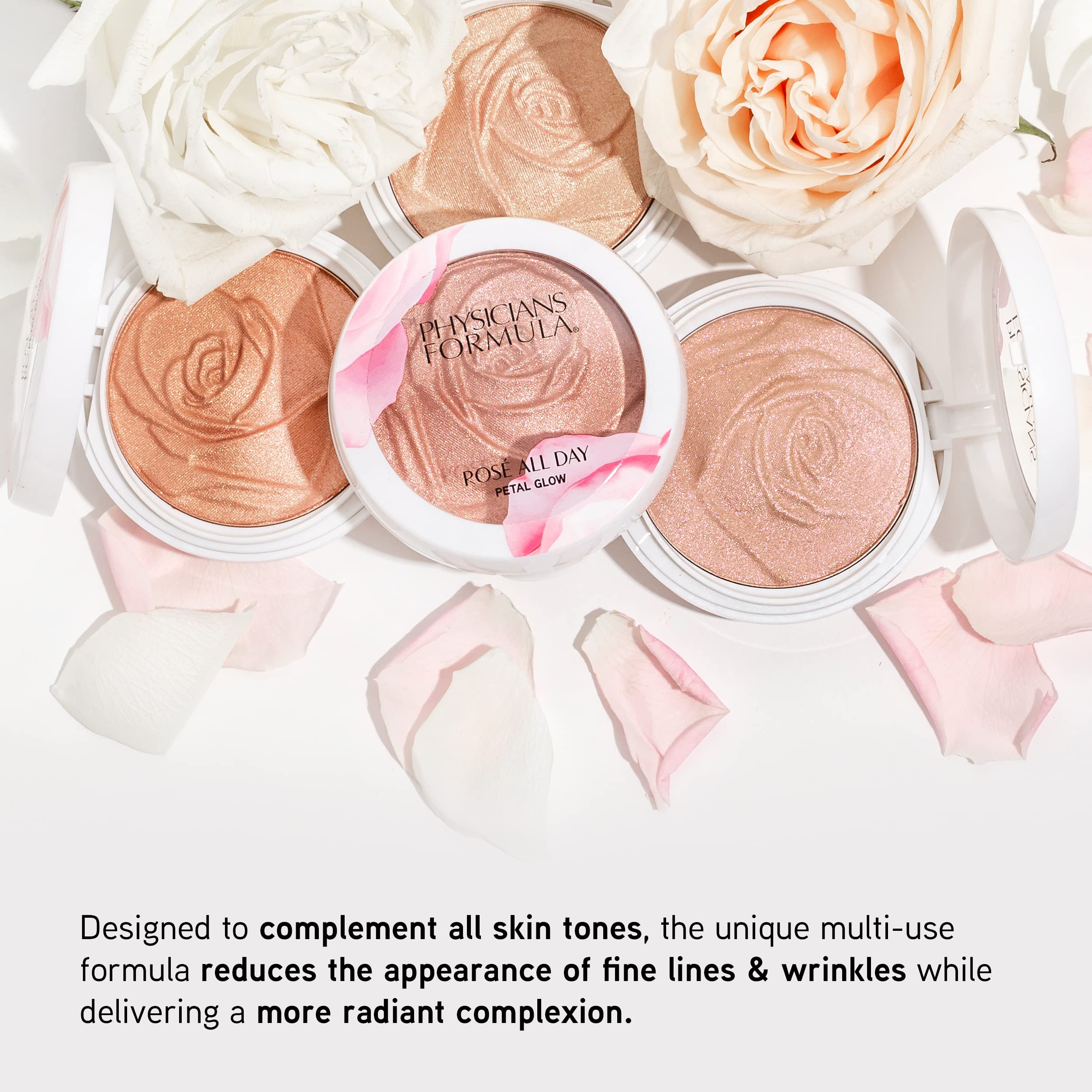 Physicians Formula Ros   All Day Highlighter Blush Face Powder Shimmer Petal Glow, Pink Freshly Picked, Dermatologist Tested, Cl