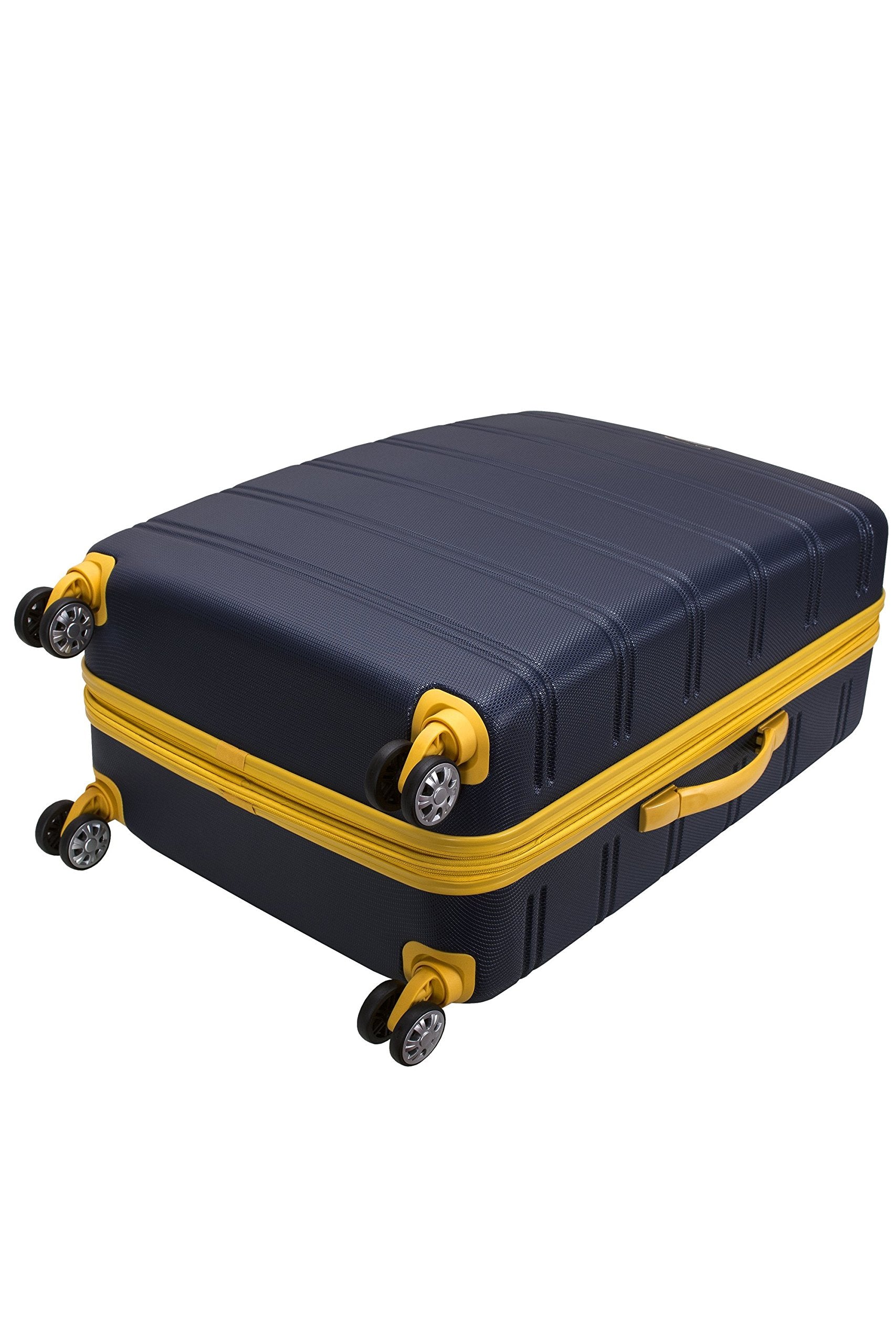 Rockland Melbourne Hardside Expandable Spinner Wheel Luggage, Navy, Checked-Large 28-Inch