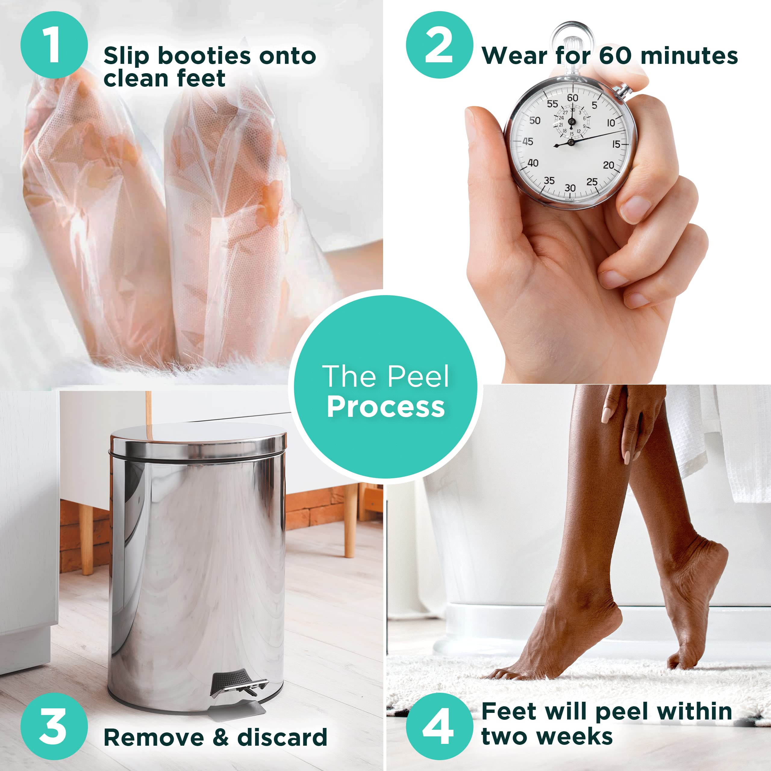 DERMORA Foot Peel Mask - 4 Pack Regular Size Exfoliating Masks for Dry, Cracked Feet - Original Scent, Callus & Dead Skin Remover