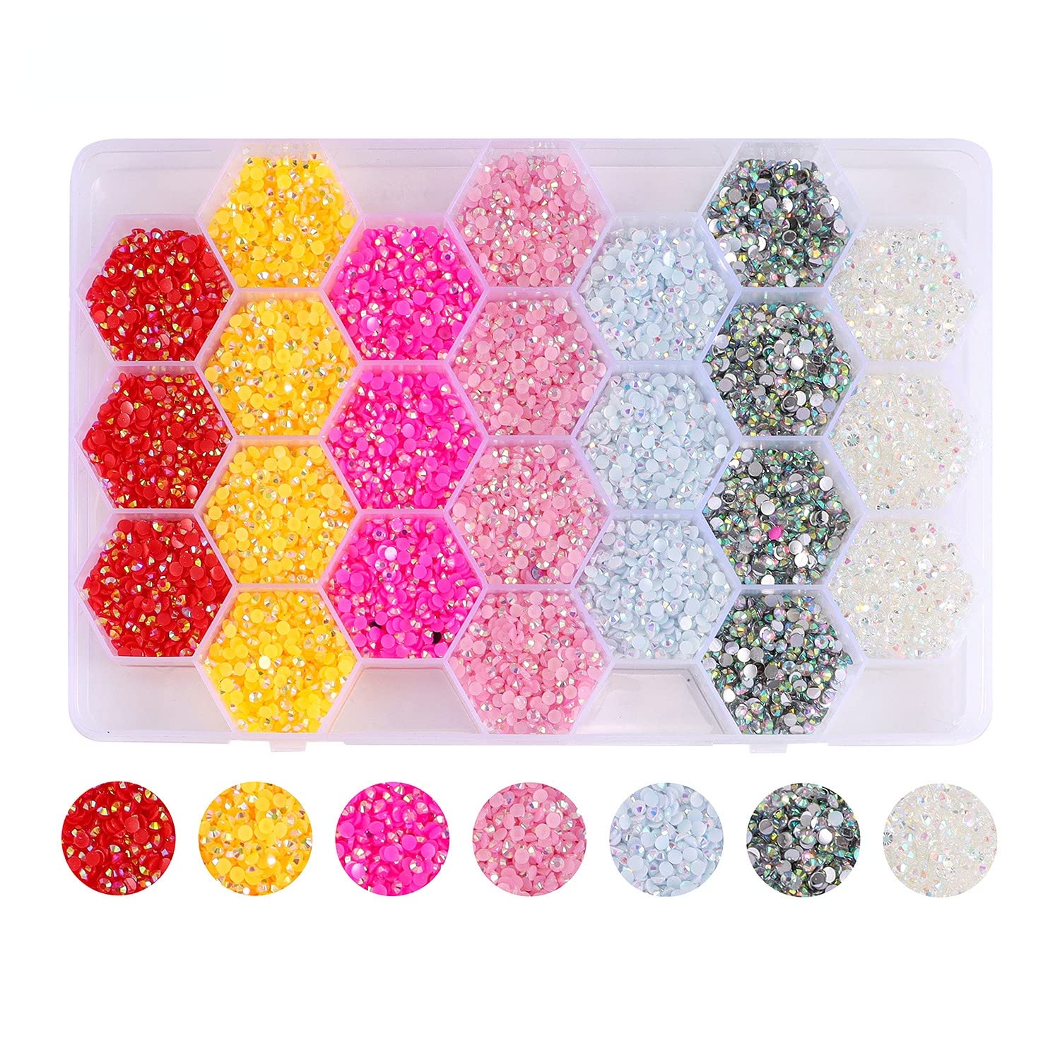 24 Gird Jelly Ab Crystals Rhinestones Resin Nail Beauty Diy Jewelry Accessories Rainbow Ab Resin Flatback Rhinestones Kit, Jelly