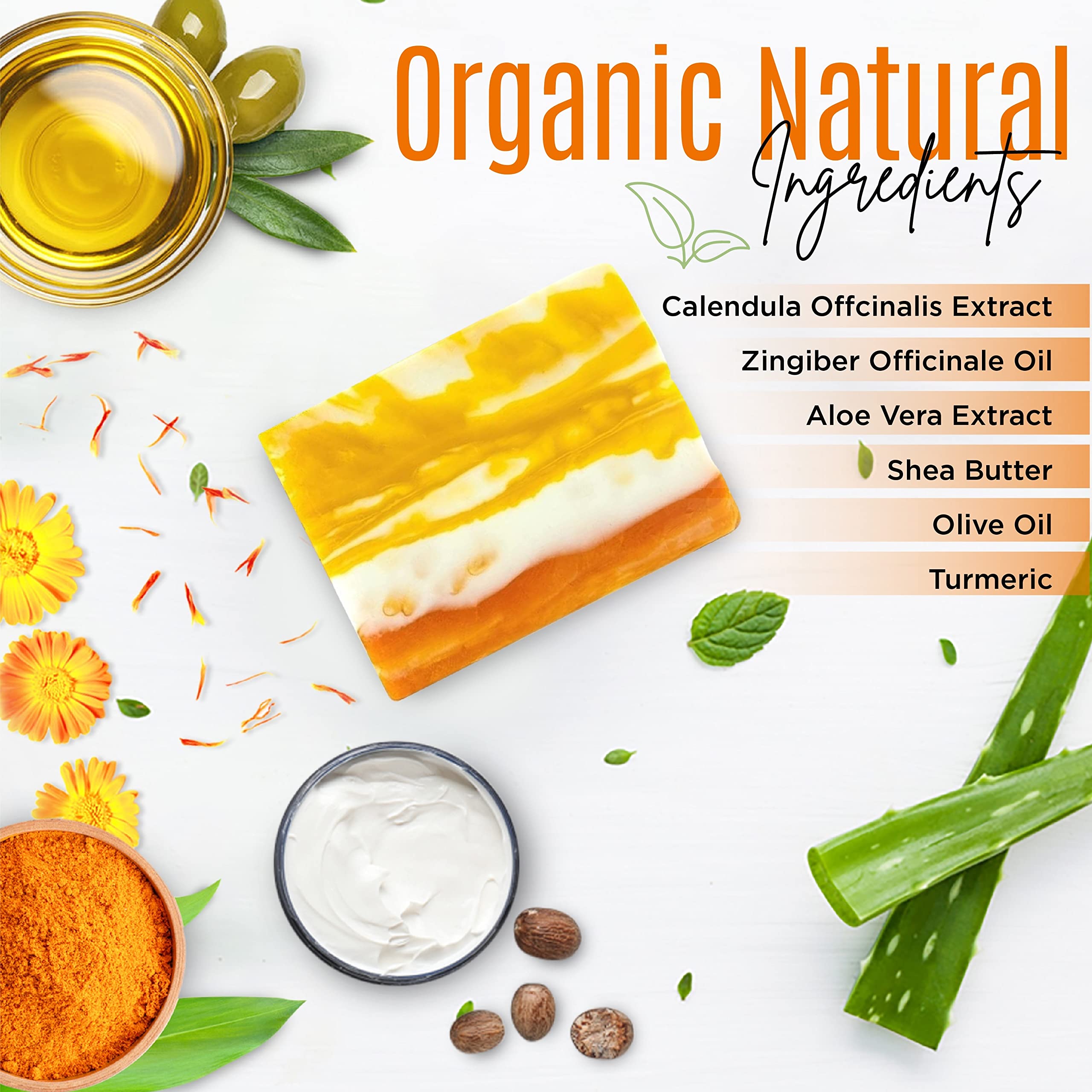 Dermaxgen Organic Turmeric Soap Bar | Pure Natural Handcrafted Skincare, Face & Body Cleanser | Blemish Control, Reduce Acne, Ev
