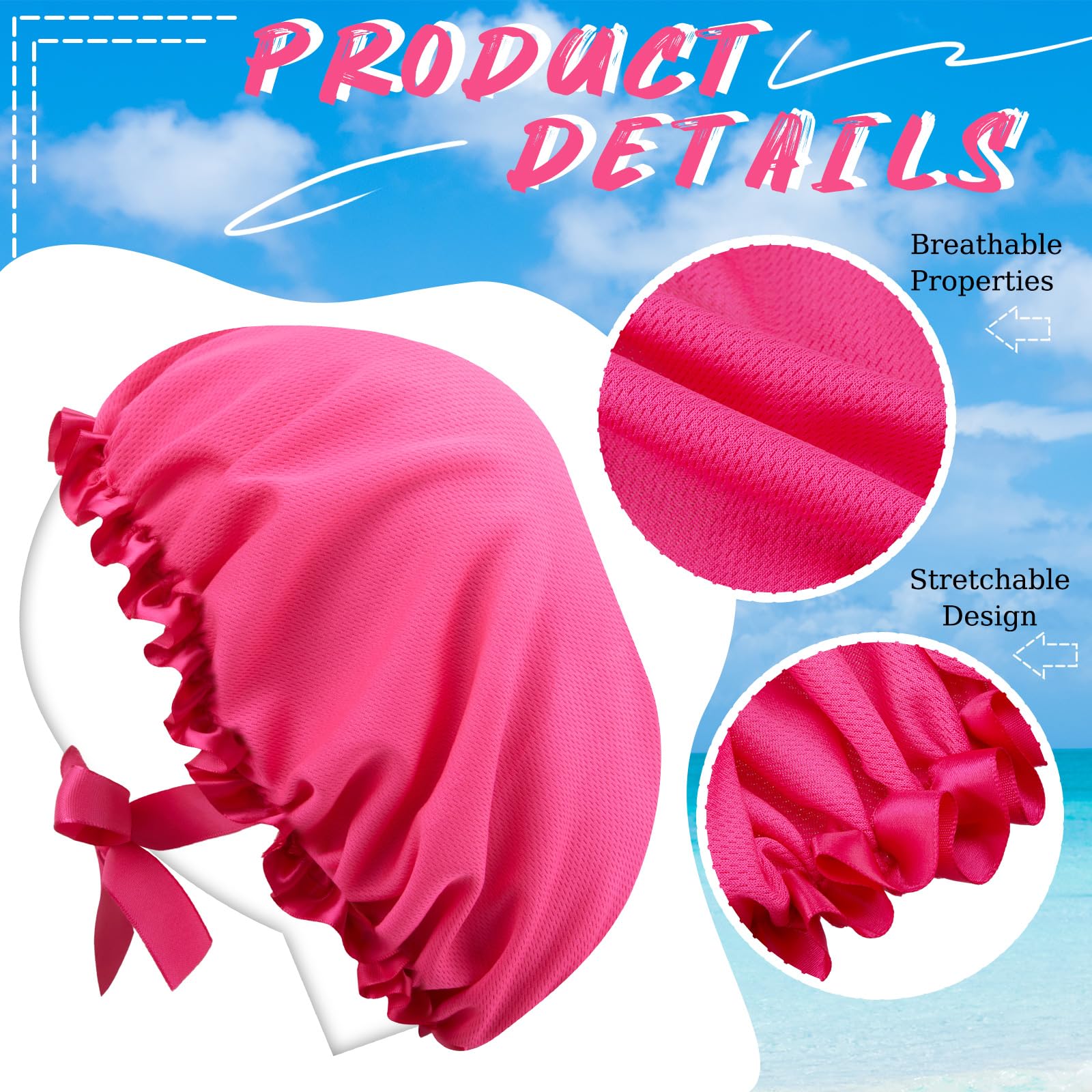 Vinsatin 4 Pcs Uv Protection Tanning Face Cover And Bonnet Cap Set Include 2 Pcs Tanning Hair Cap And 2 Pcs Face Tanning Mask Pr