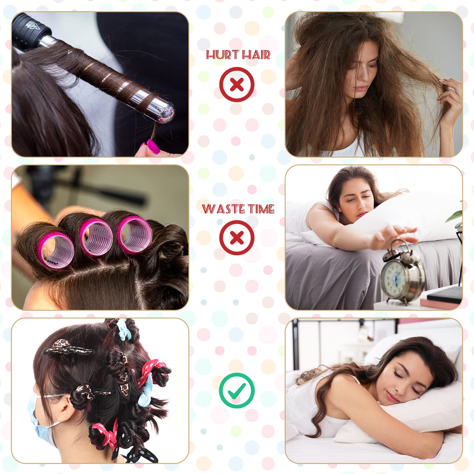 Syhood 48 Pcs Sponge Hair Rollers Soft Sleep Foam Hair Curlers Heatless Pillow Sponge Hair Curlers To Sleep In Flexible Hair Sty