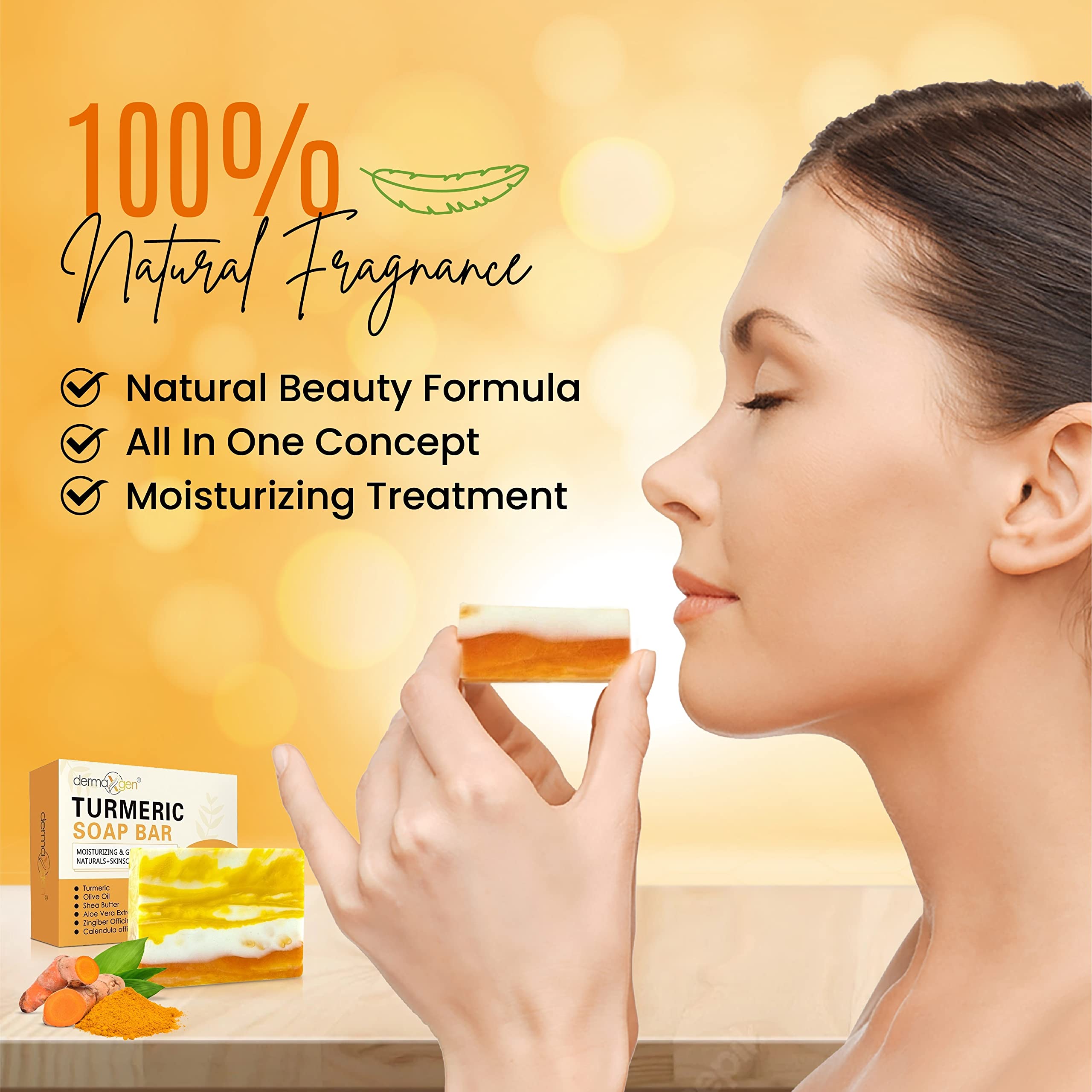 Dermaxgen Organic Turmeric Soap Bar | Pure Natural Handcrafted Skincare, Face & Body Cleanser | Blemish Control, Reduce Acne, Ev