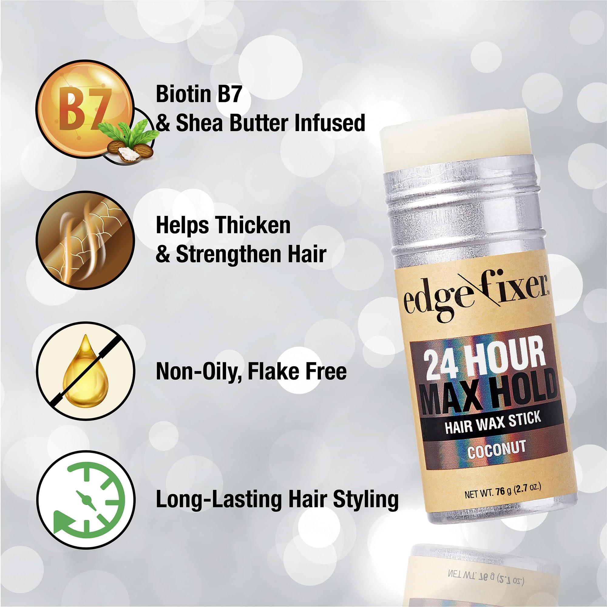 Red By Kiss Hair Wax Stick 24Hr Max Hold Edge Fixer Edge Control Pomade Non-Sticky, Non-Oily Flake Free Hair Styling Wax 2.7 Oz.
