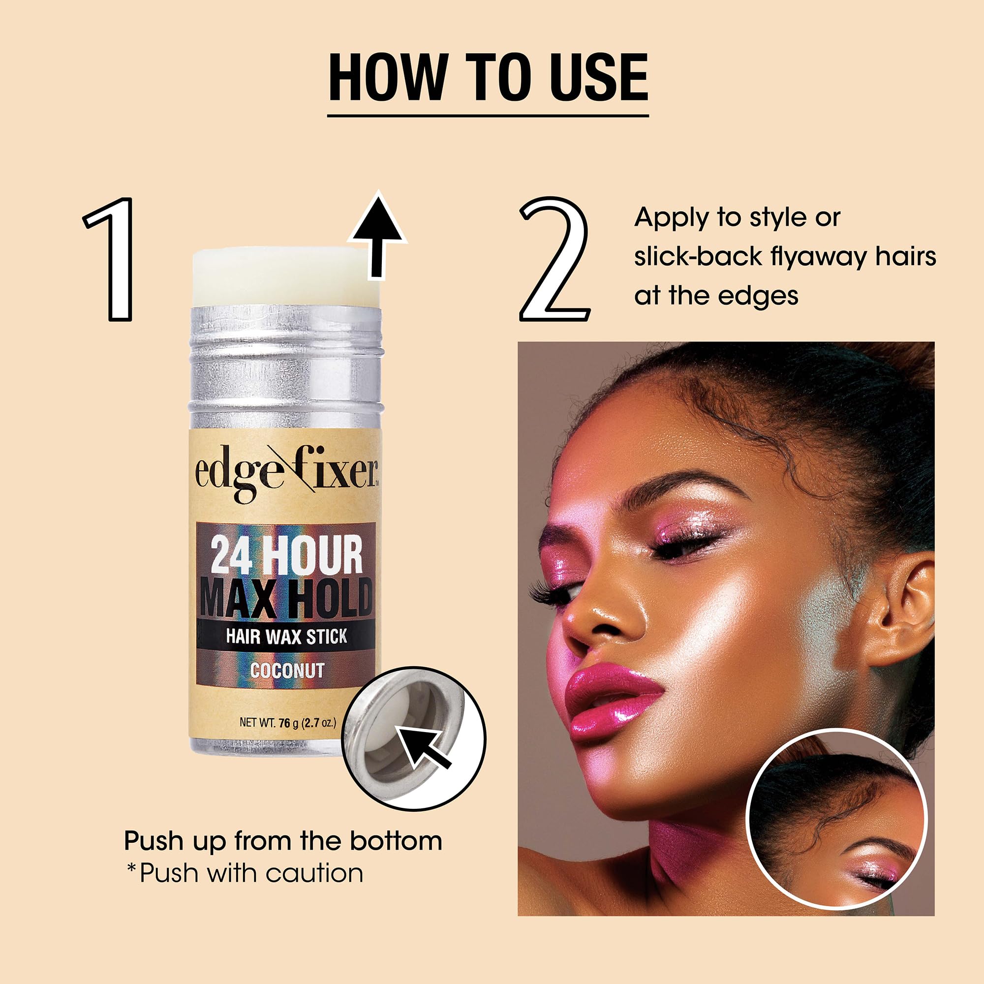 Red By Kiss Hair Wax Stick 24Hr Max Hold Edge Fixer Edge Control Pomade Non-Sticky, Non-Oily Flake Free Hair Styling Wax 2.7 Oz.
