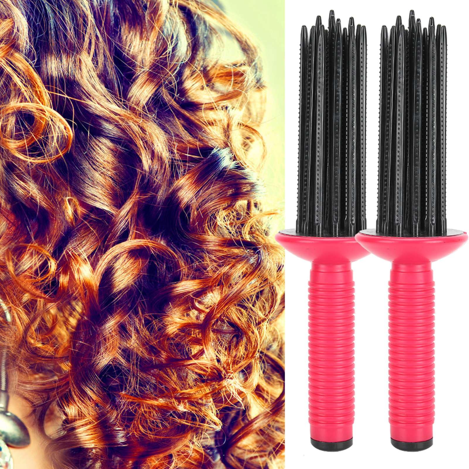 Hair Curling Roll Comb 2Ps, Hair Curler,Hair Fluffy Curling Comb Hair Comb Hair Straightening Irons Curling For Straighteners Wa