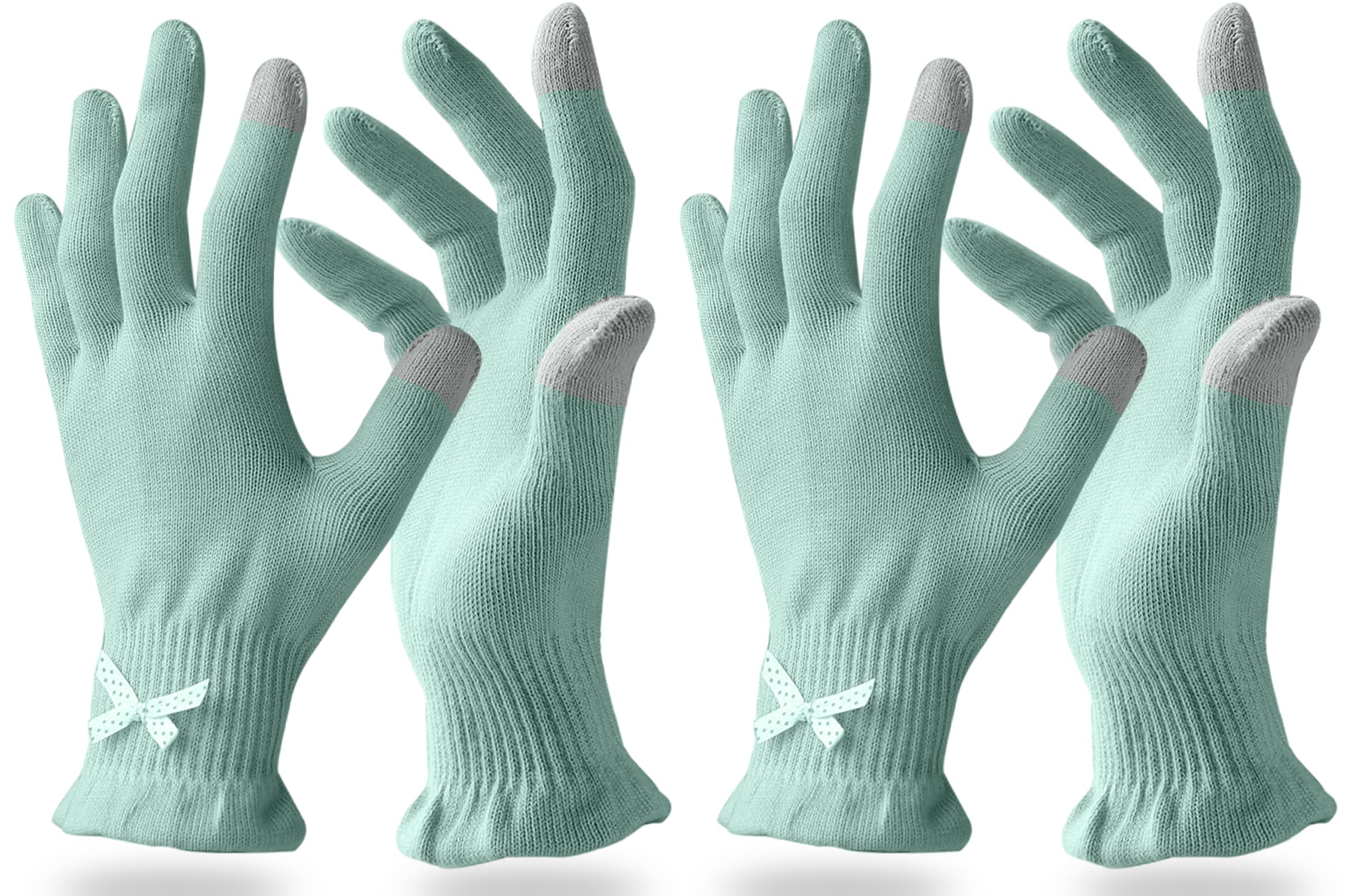 Evridwear Beauty Cotton Gloves with Touchscreen Fingers for SPA, Eczema, Dry Hands, Hand Care, Day and Night Moisturizing, (2 Pa