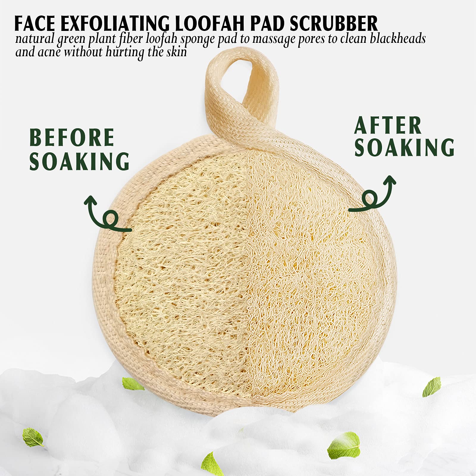 Face Exfoliating Loofah Pad Scrubber, Manual Facial Cleansing And Makeup Remover Brush 6 Pieces, Natural Loofa Sponge Pads Massa
