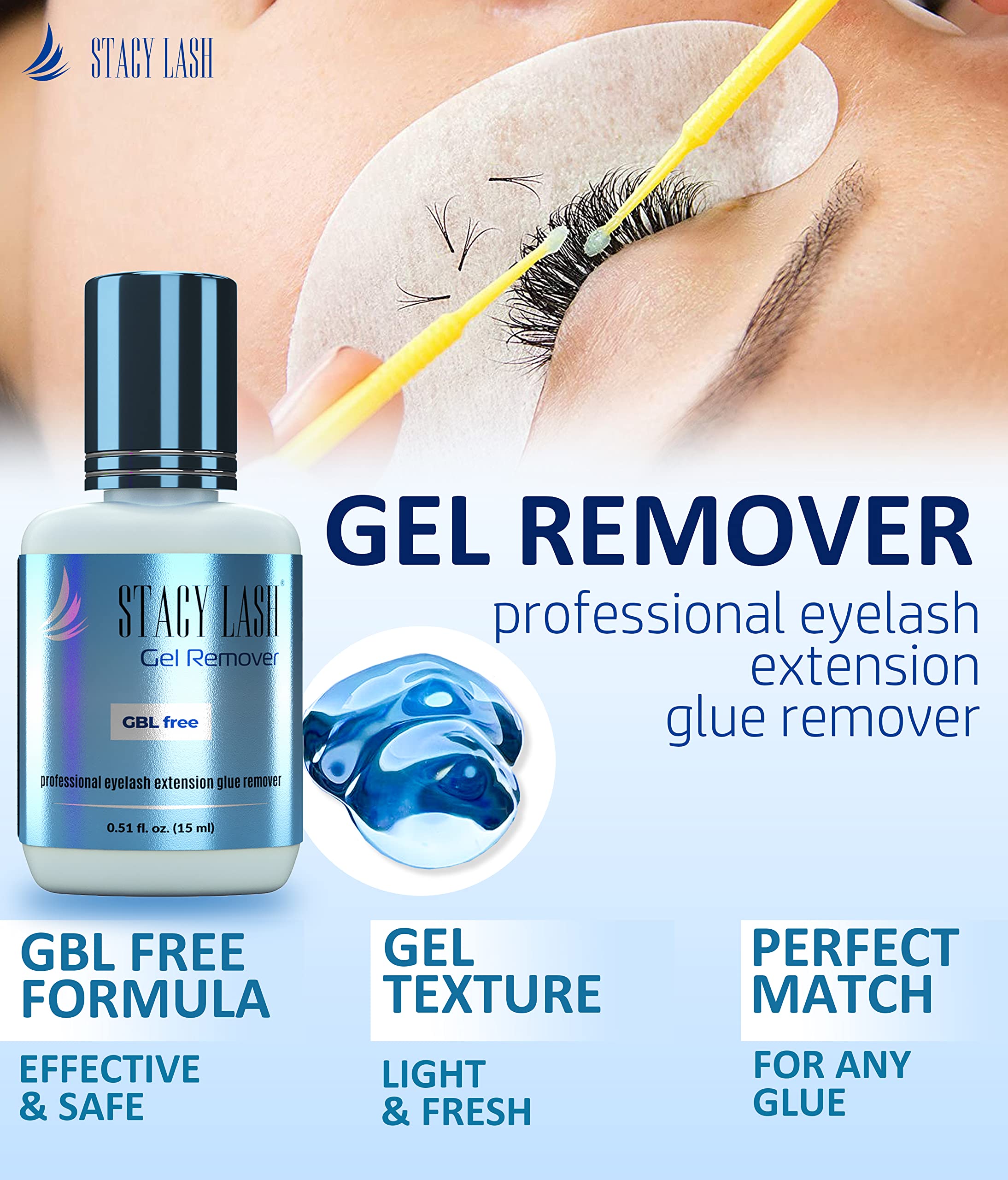 Lash Remover For Lash Extensions By Stacy Lash (0.51 Fl.Oz / 15 Ml) Eyelash Extension Remover / 60 Sec Dissolution Lash Glue Rem