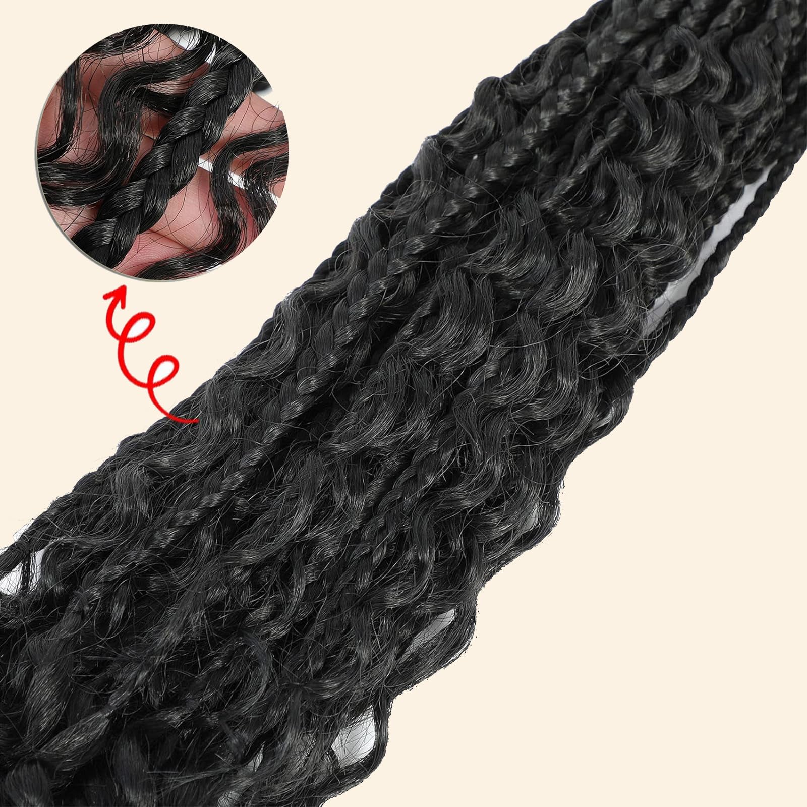 9 Packs Goddess Box Braids Crochet Hair-12 Inch Boho Crochet Braids With Curly Ends,Bohomian Box Braiding Hair For Black Women D