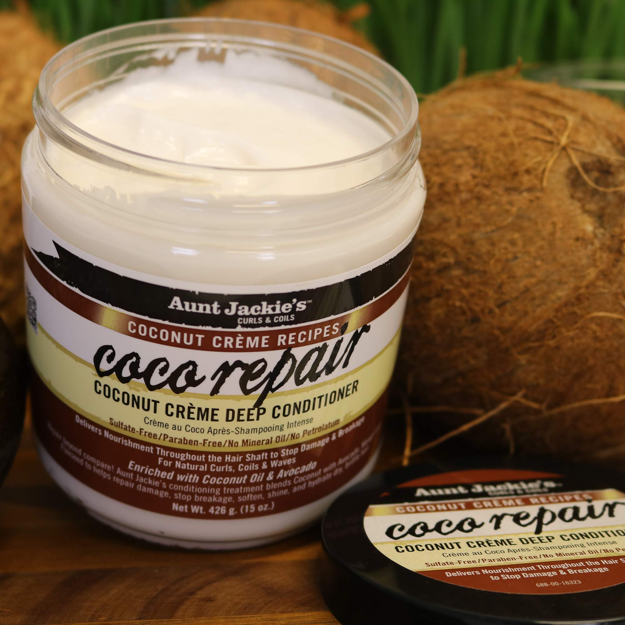 Aunt Jackie'S Coconut Crme Recipes Coco Repair Deep Hair Conditioner, Delivers Nourishment, Stops Damage, Breakage For Natural C