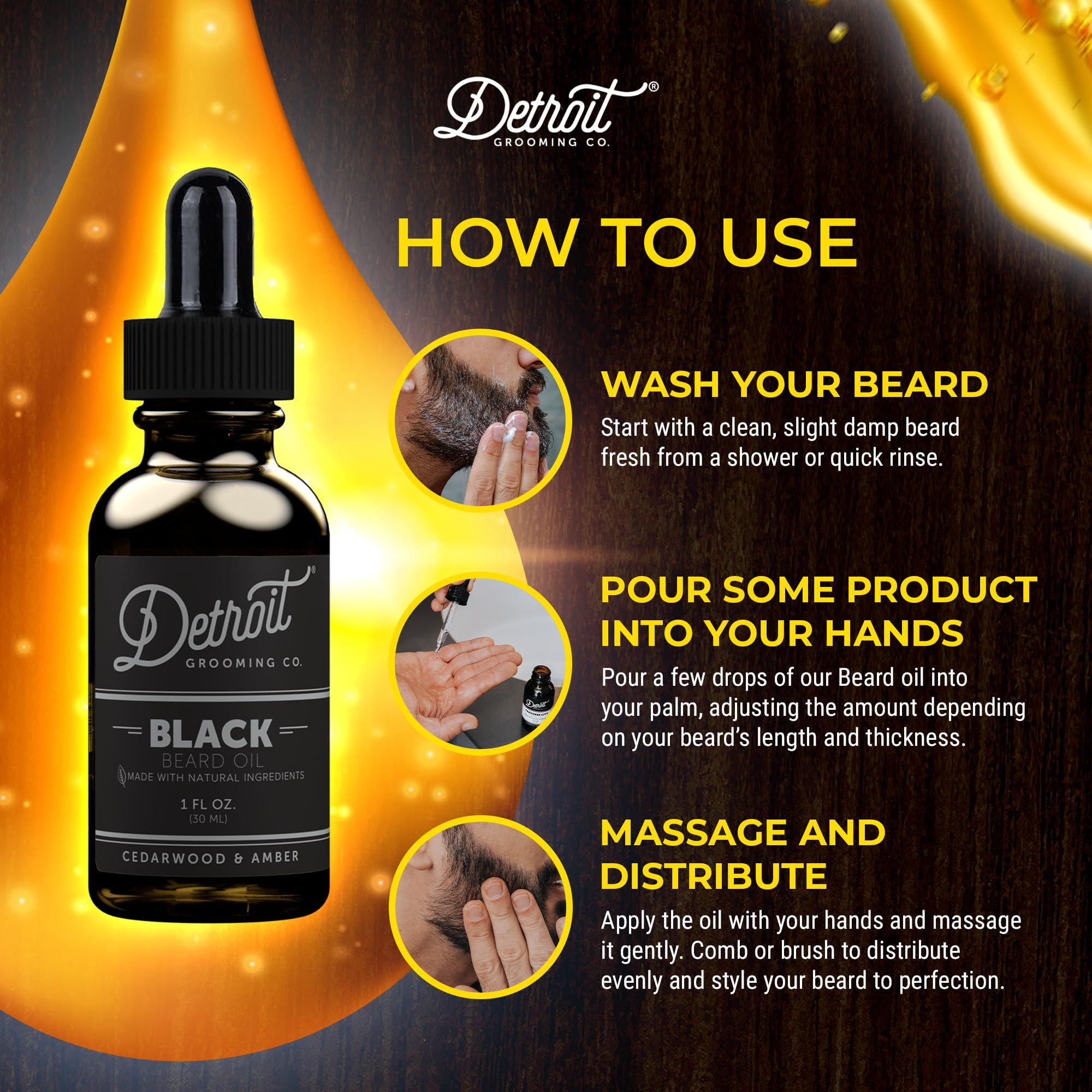Detroit Grooming Co. Natural Beard Oil For Men-Nourishing & Organic Beard Moisturizer W/Sweet Almond Oil & Vitamin E - Softens,