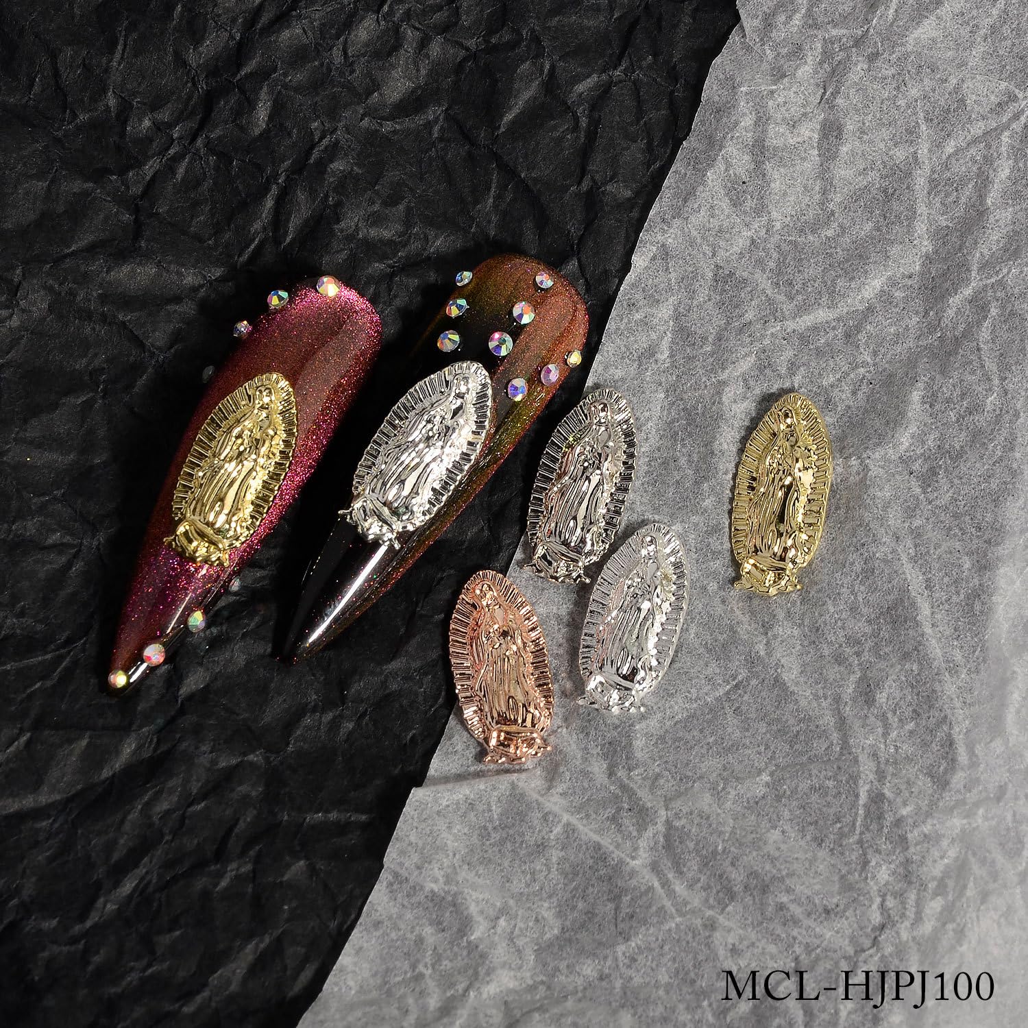 Mytagos 20PCS 3D Embossed Virgin Mary Nail Charms, Colorful Nail Art Decoration & Jewelry Making for Women, Small Size