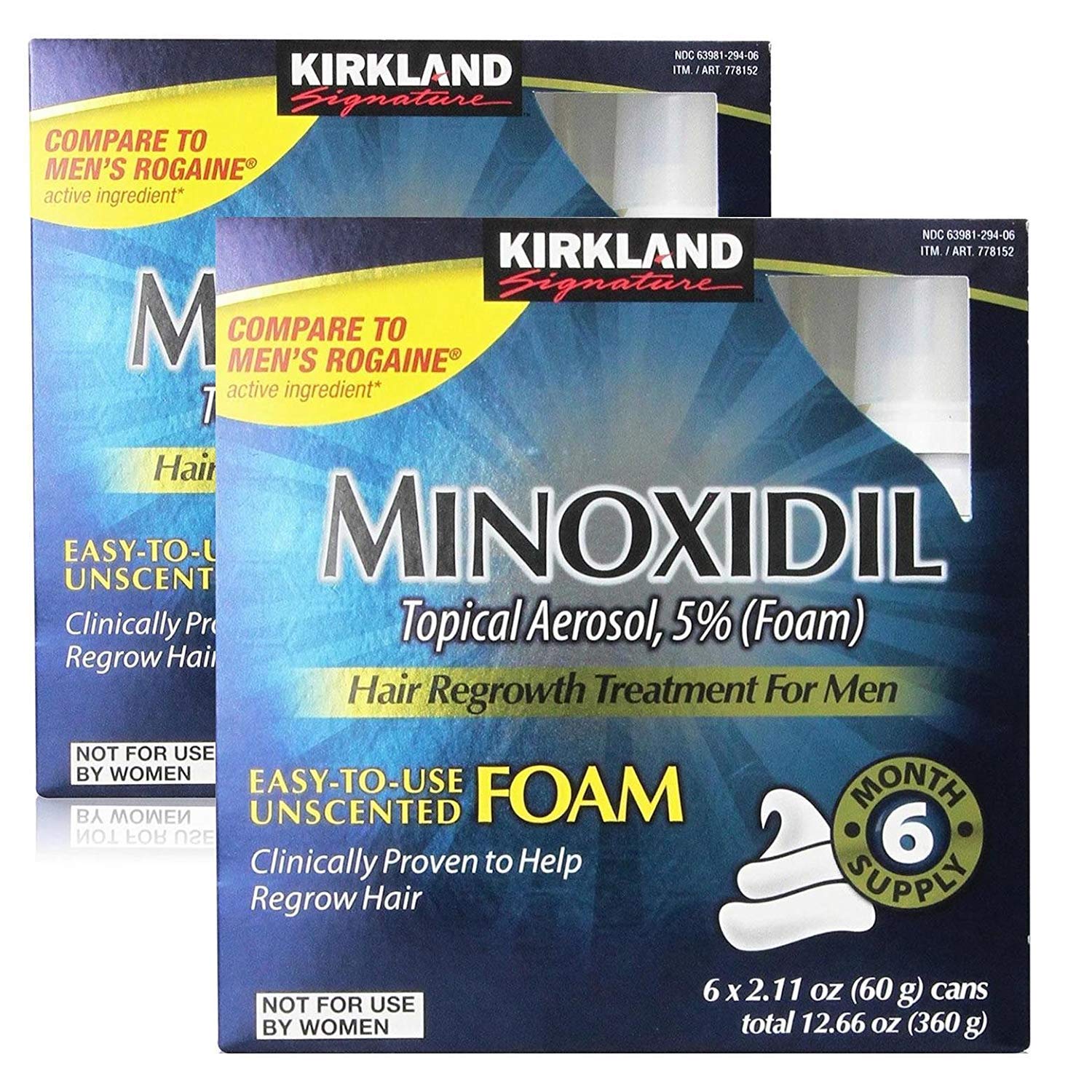 Kirkland Signature Hair Regrowth Minoxidil for Men, 2.11oz (6 Ct) (Pack of 10)