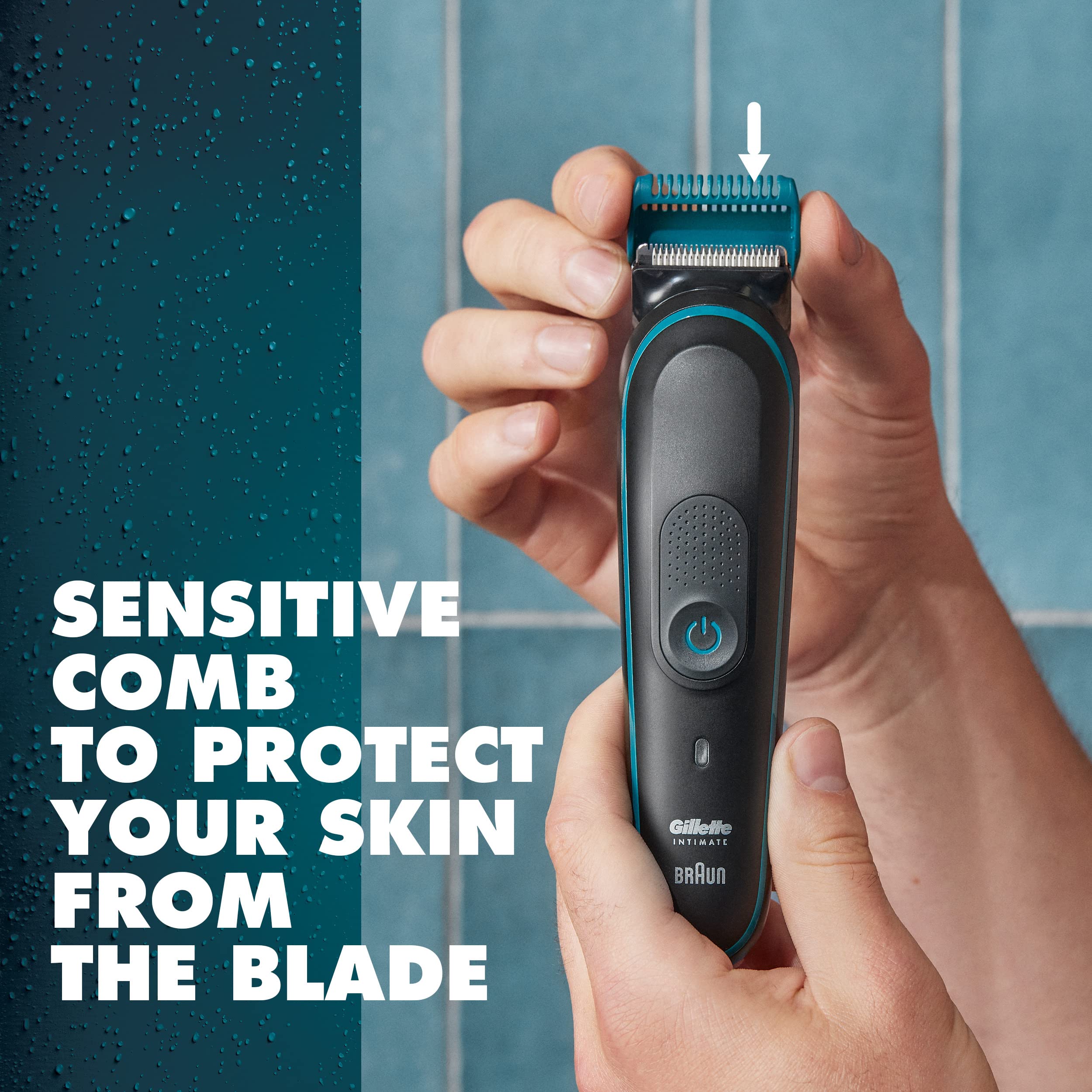 Gillette Intimate Mens Pubic Hair Trimmer, Skinfirst Pubic Hair Trimmer For Men, Waterproof, Cordless For Wet/Dry Use, Shaver Fo