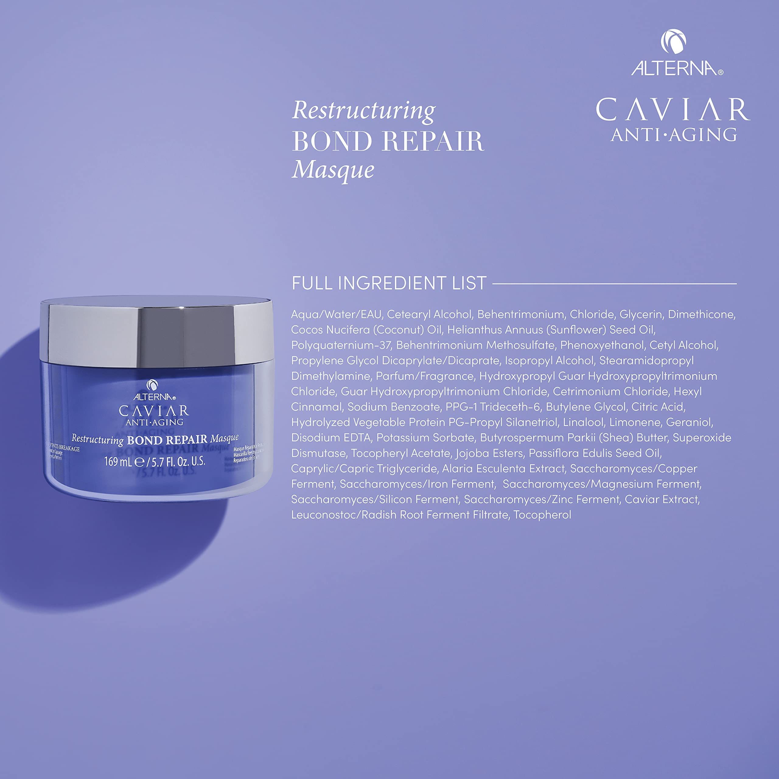 Alterna Caviar Anti-Aging Restructuring Bond Repair Masque, 5.7 Ounce | Strengthens & Protects Damaged Hair , 5.68 Fl Oz (Pack O