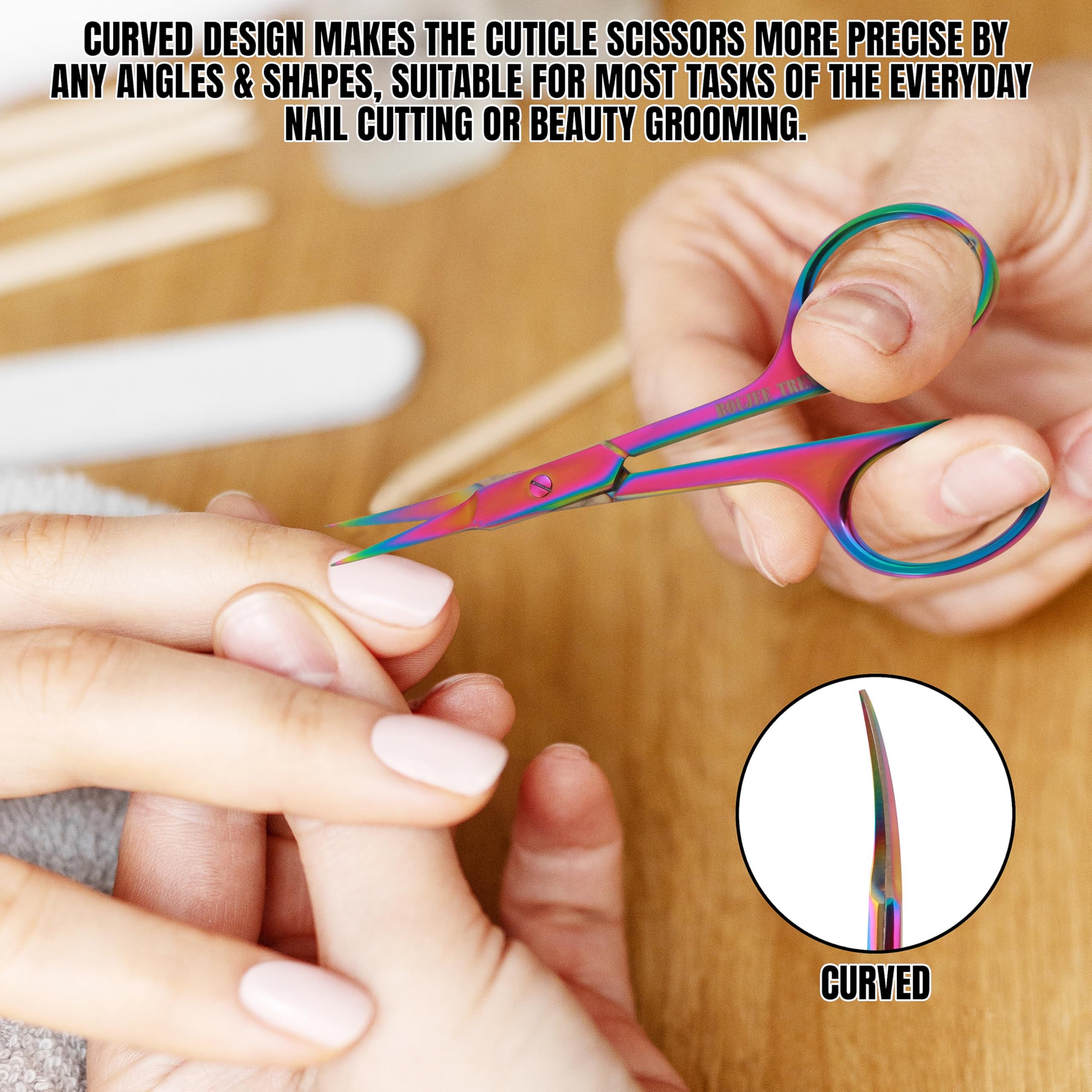 Cuticle Scissors, Eyebrow False Eyelashes Mustache Facial Nose Ear Hair Grooming Multi-Purpose Beauty Scissors, Small Manicure P