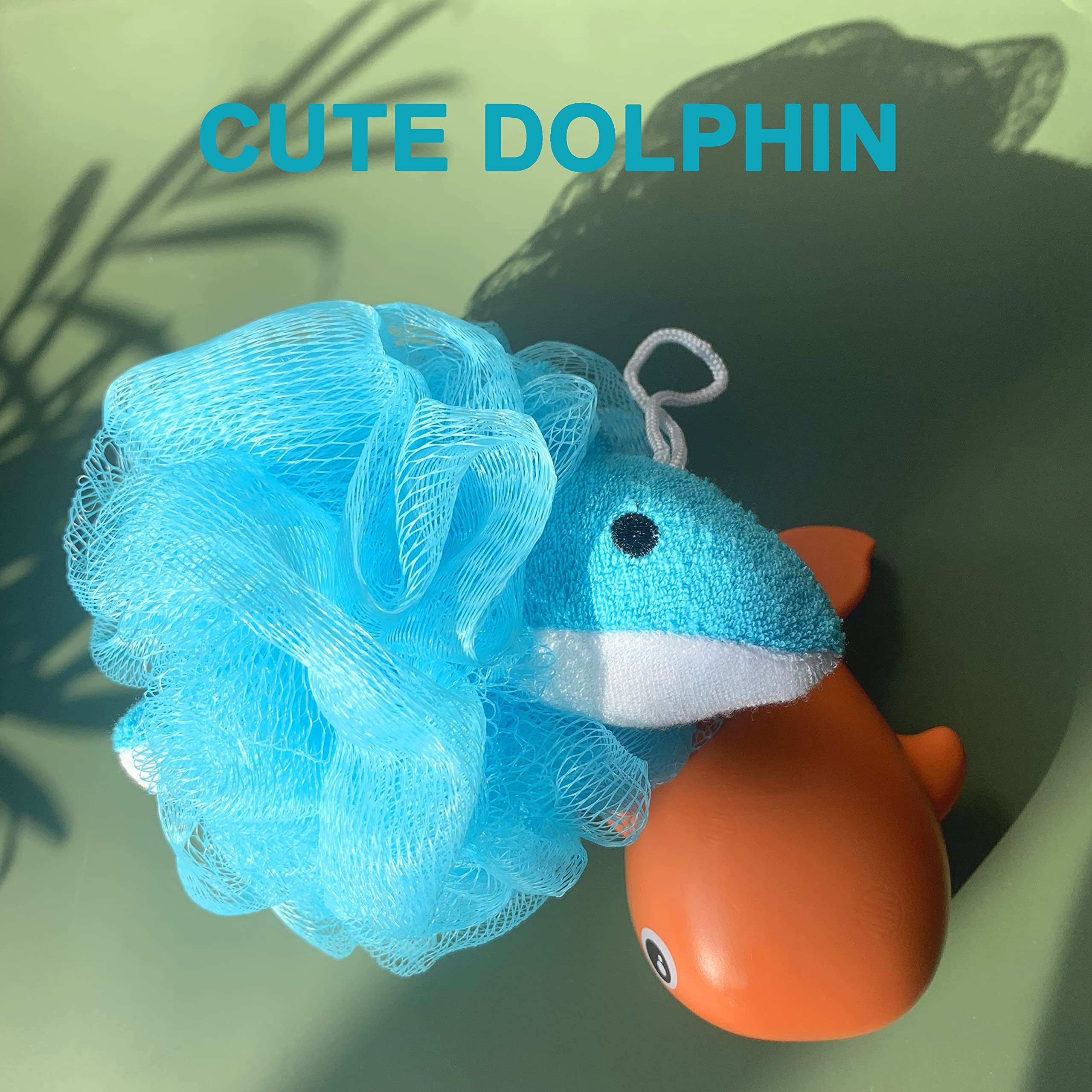 Loofah Exfoliating Shower Stuffed Sponge Pouf Mesh Brush With Animal Toys - Bath Spa Puff Scrubber Ball - Body Poof For Children