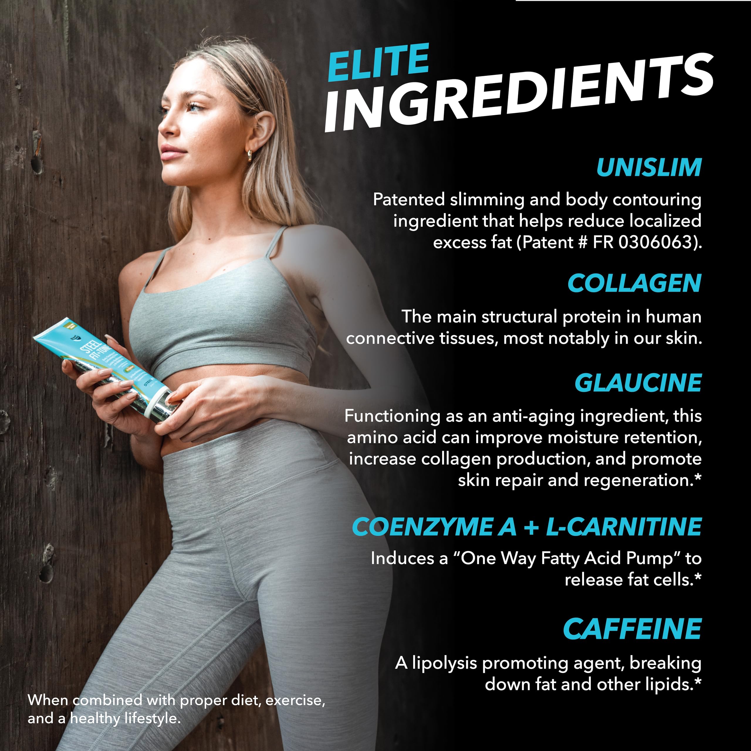 Steelfit Steel Fit + Tone - Contouring & Firming Body Lotion - 8 Fl Oz - Pink Pomelo - Zero Heat - Yerba Mate, Collagen & Coffea