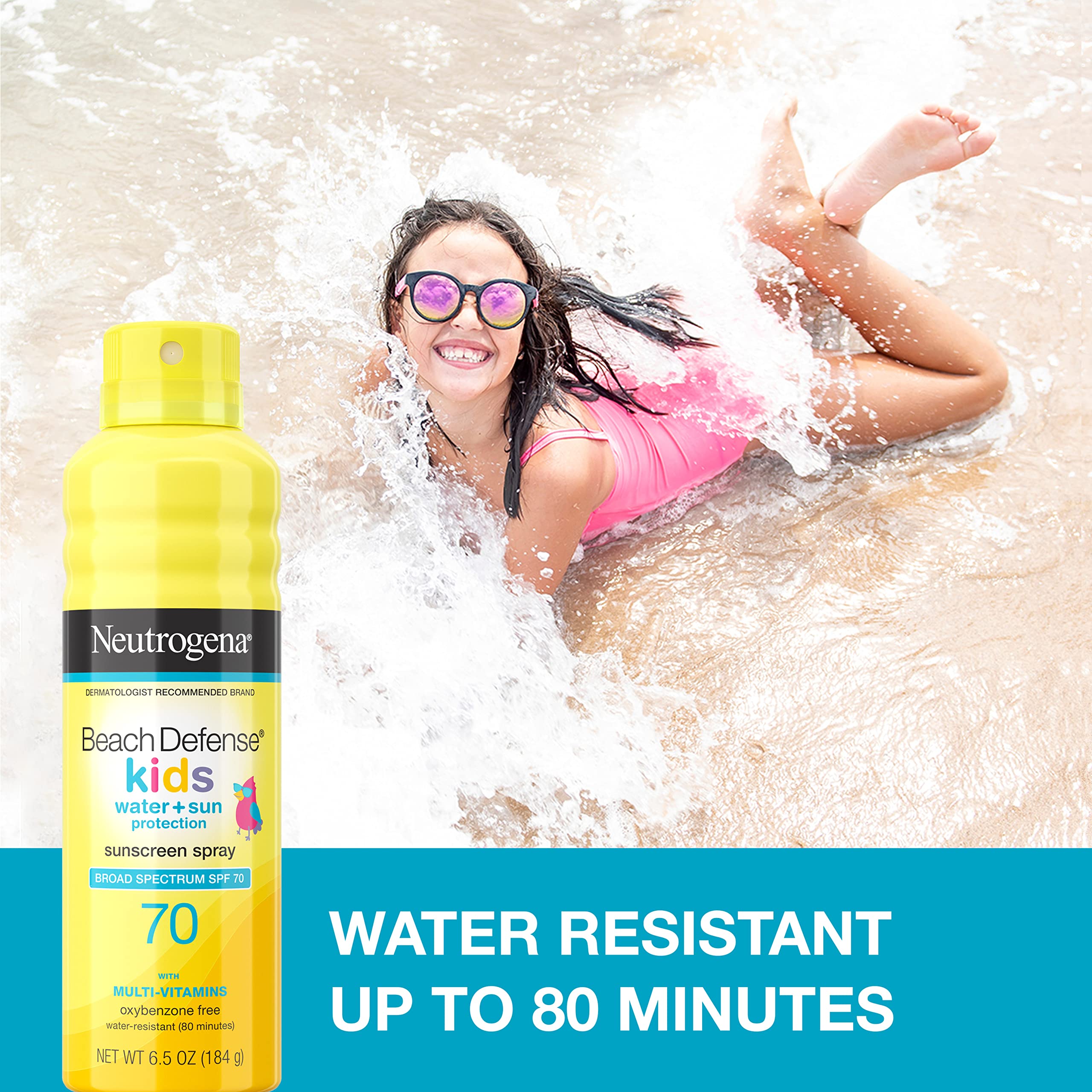 Neutrogena Beach Defense Kids Sunscreen Spray, Water-Resistant Sunscreen Spray For Children, Broad Spectrum Spf 70 For Uva/Uvb P