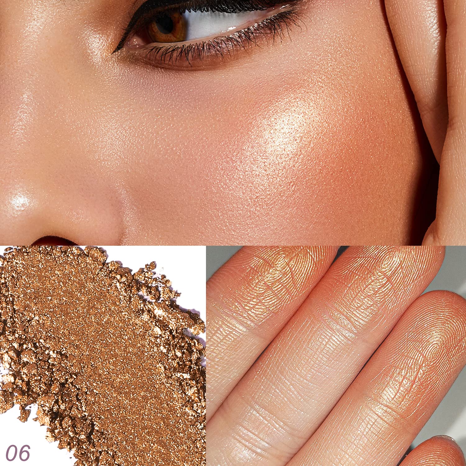 Young Vision Baked Highlighter Powder Palette, Sheer Pearl Shimmer Shades For Face Highlighter Makeup, Highly Pigmented Iluminad