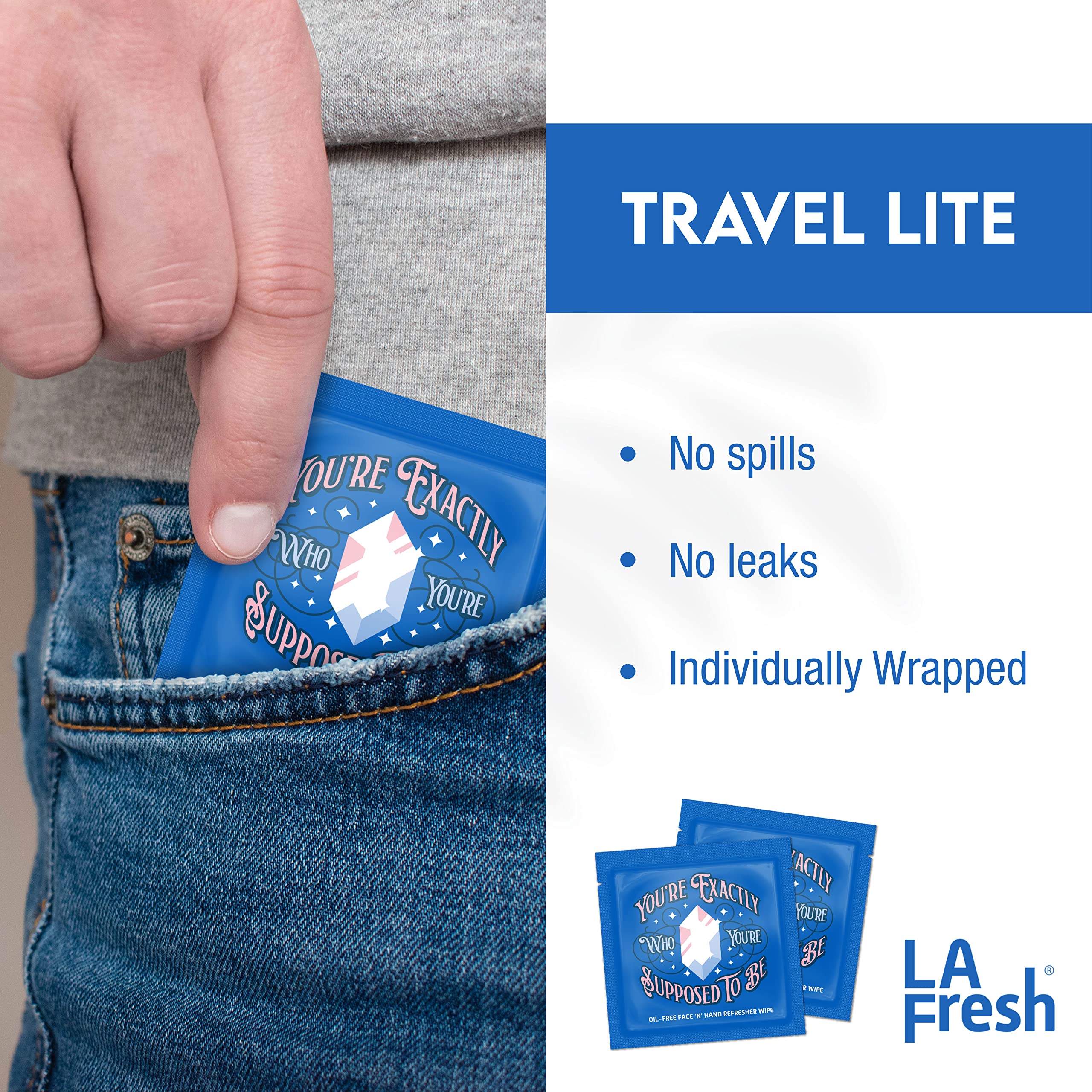 La Fresh Oil-Free Face N Hand Refresher Wipes, Made With Natural Japanese Yuzu Scent, Pack Of 50 Individually Wrapped Cleansing