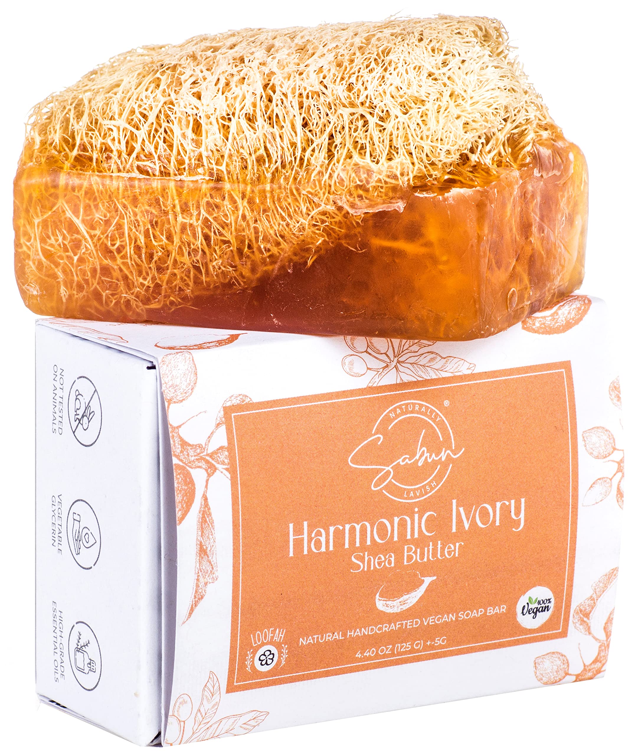 Shea Butter Moisturizer Soap - Natural Exfoliating Loofah Soap Bar - Smells Like Light Nutty Cream - Handmade with Shea Butter, 