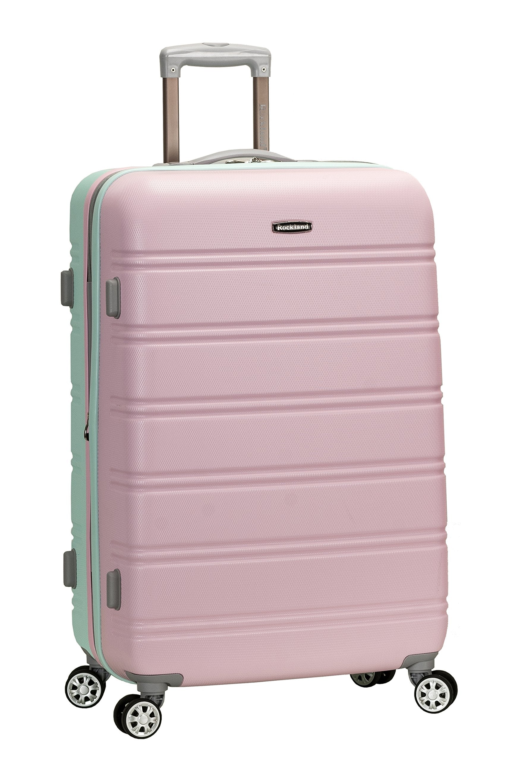 Rockland Melbourne Hardside Expandable Spinner Wheel Luggage, Bright Green, Checked-Large 28-Inch
