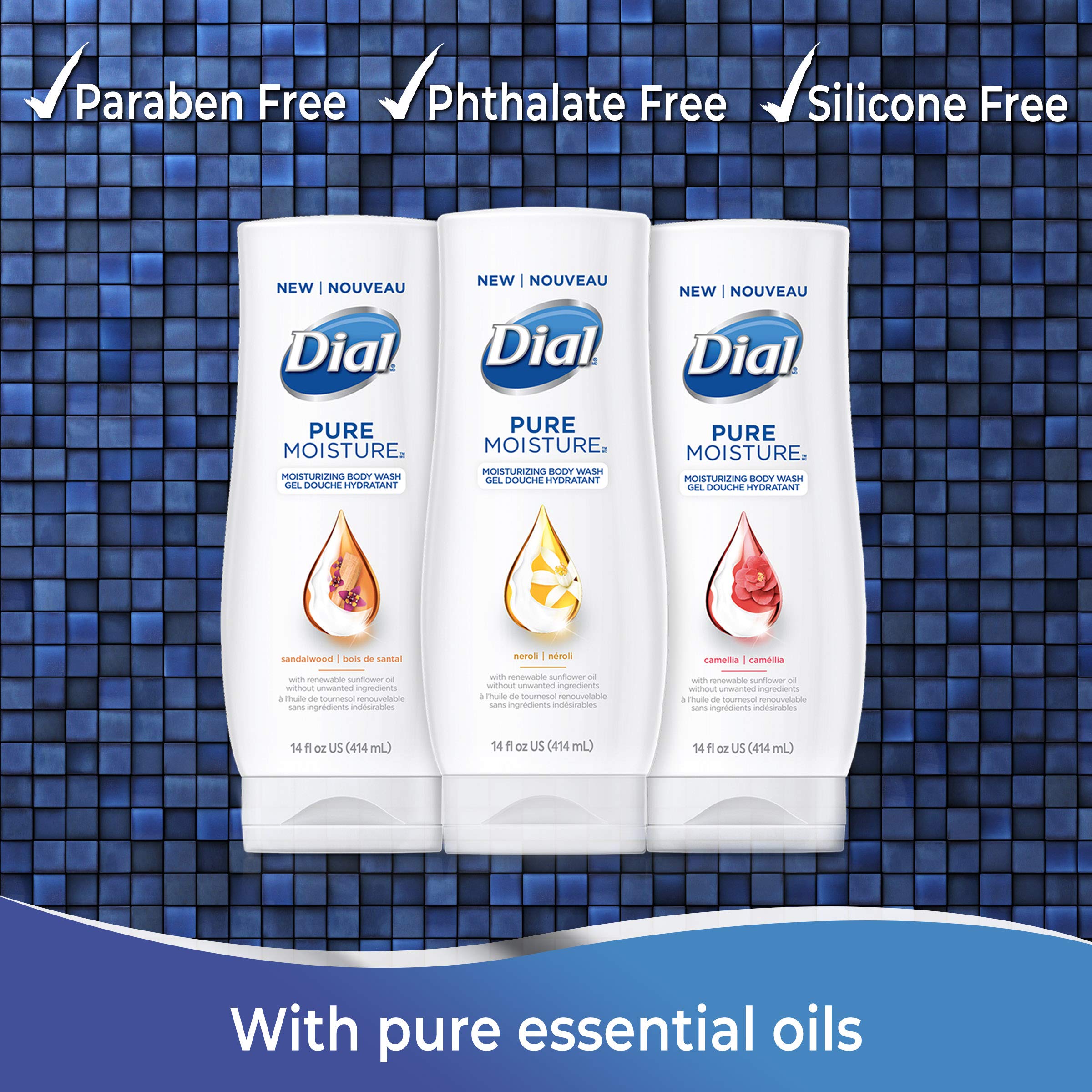 Dial Pure Moisture Body Wash, Neroli, 14 Ounce (Pack Of 4)