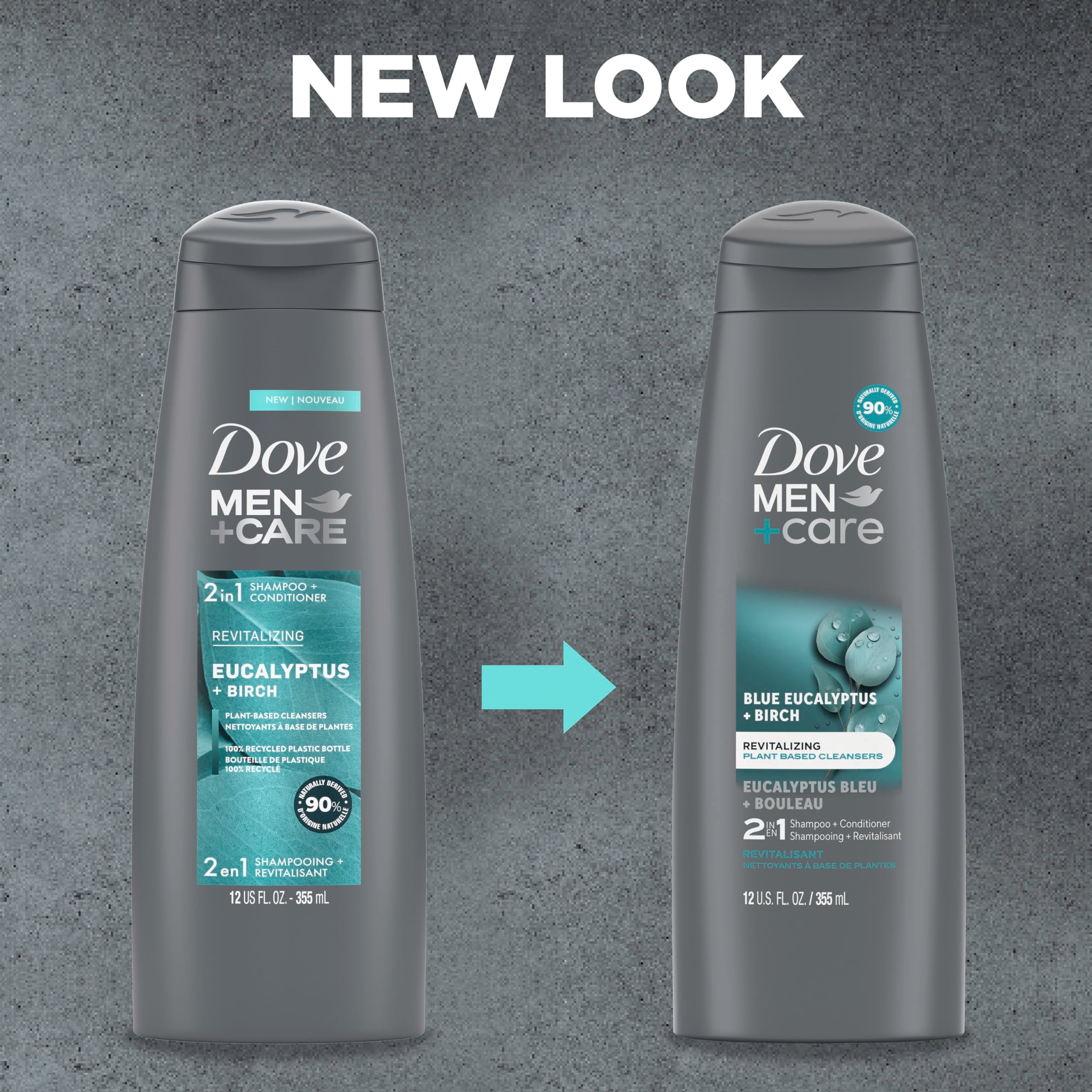 Dove Men+Care 2 In 1 Shampoo & Conditioner Eucalyptus & Birch For Healthy-Looking Hair Naturally Derived Plant Based Cleansers 1