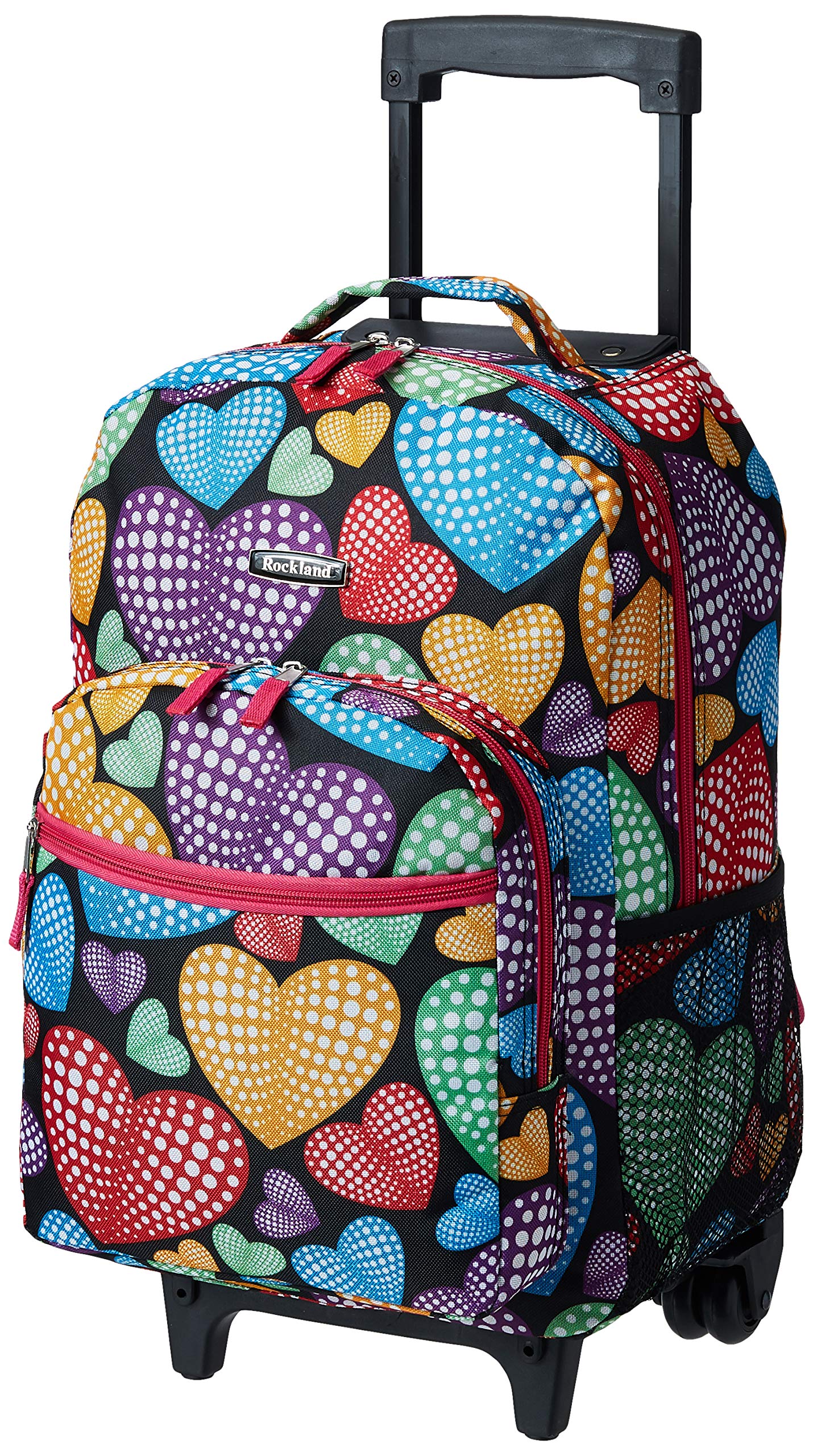 Rockland Double Handle Rolling Backpack, New Heart, 17-Inch