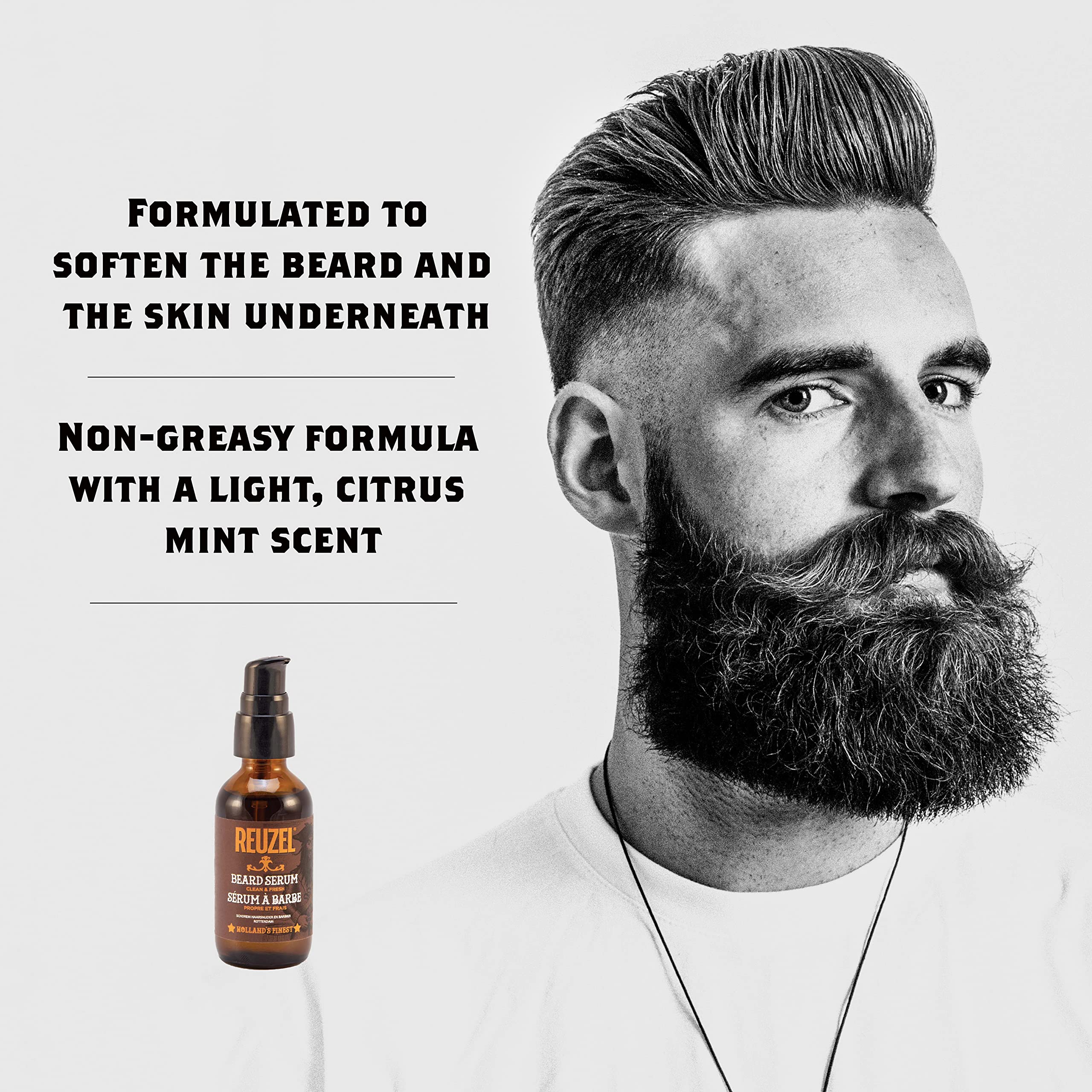 Reuzel Clean & Fresh Beard Serum, Hydrating, Non-Comedogenic, Natural, Non-Greasy Finish, 2 Oz