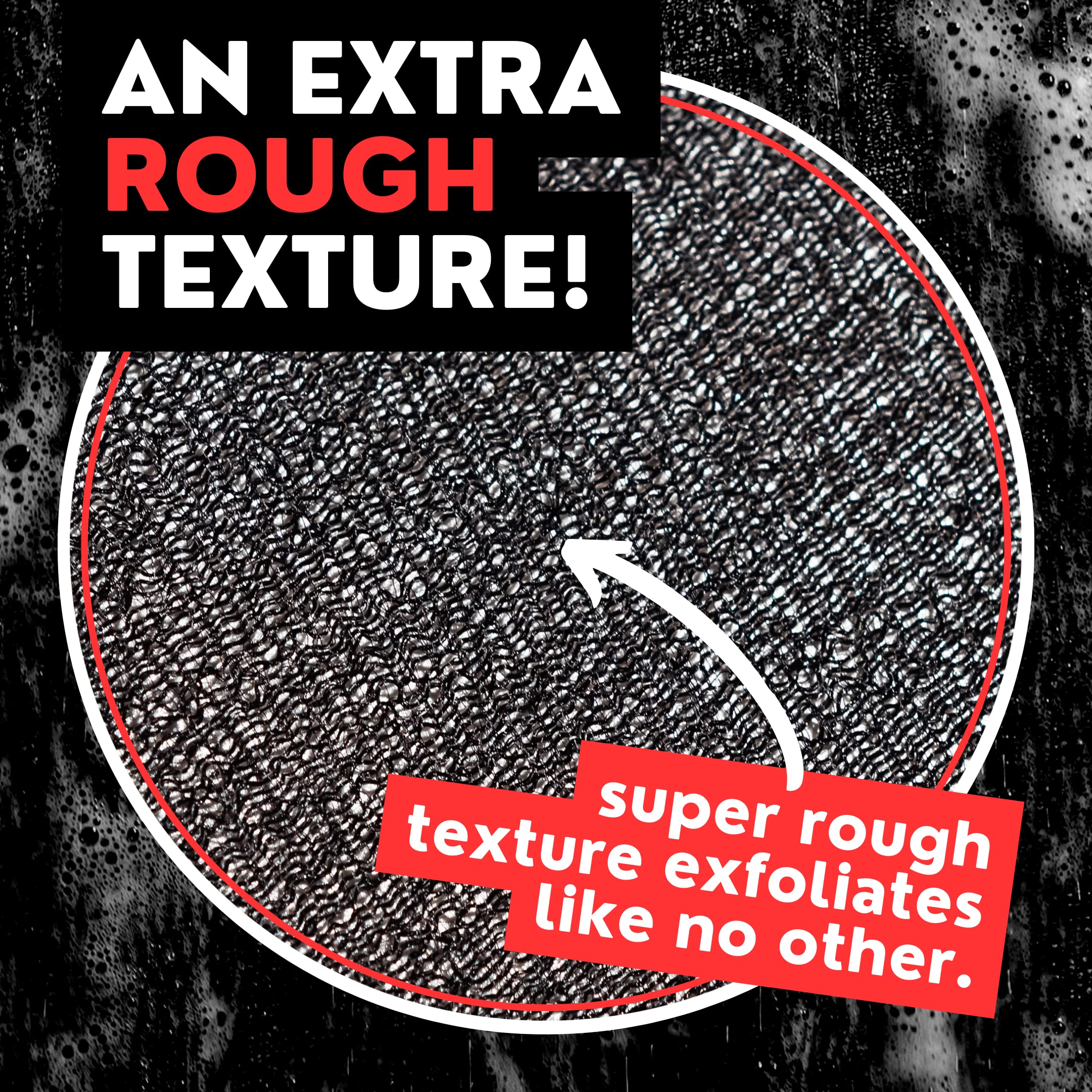 Extra Rough Exfoliating Washcloth - Extreme Body & Back Scrubber For Shower, Extra Long, Hygienic Exfoliator Wash Cloth, Men Or