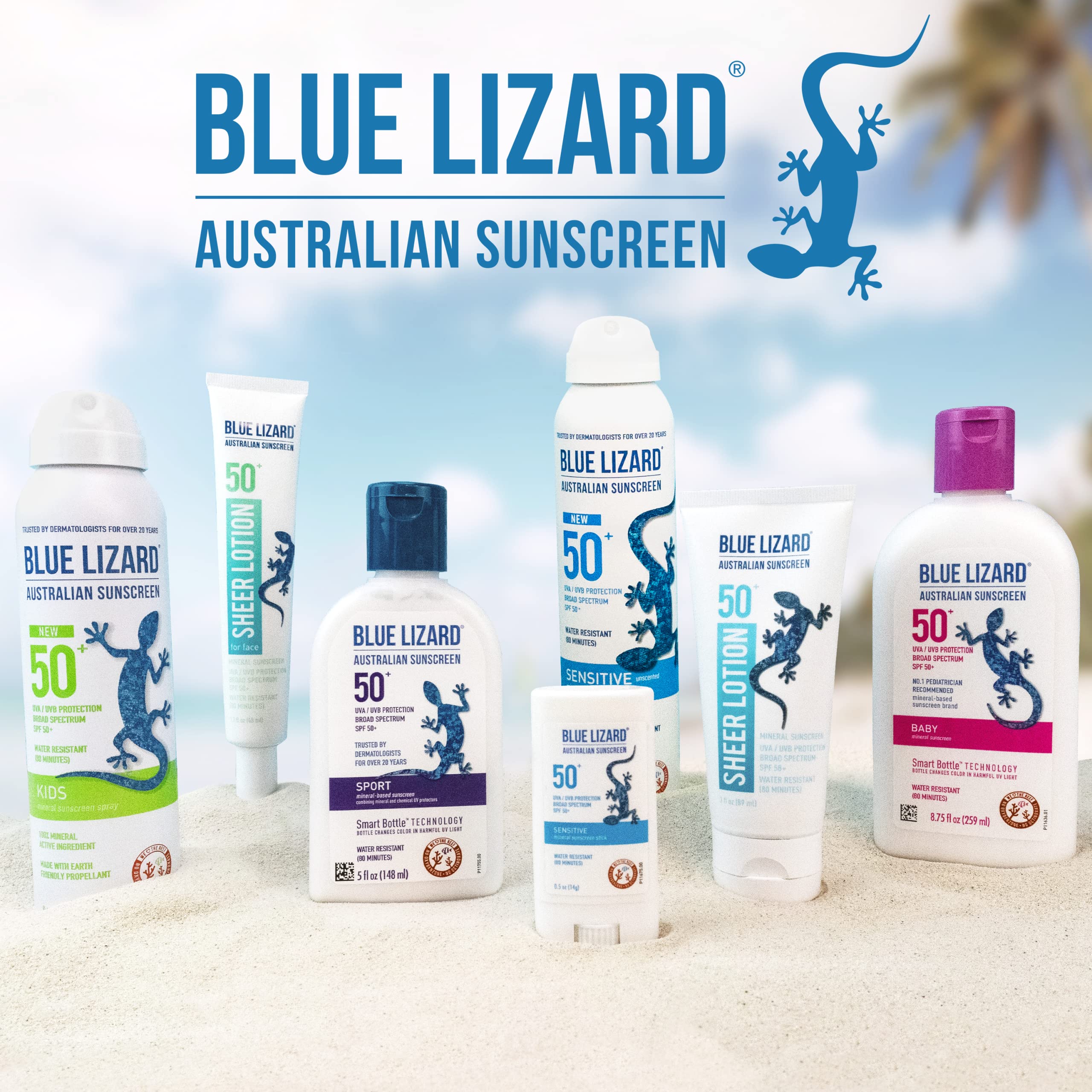 Blue Lizard Sensitive Mineral Sunscreen With Zinc Oxide, Spf 50+, Water Resistant, Uva/Uvb Protection With Smart Cap Technology