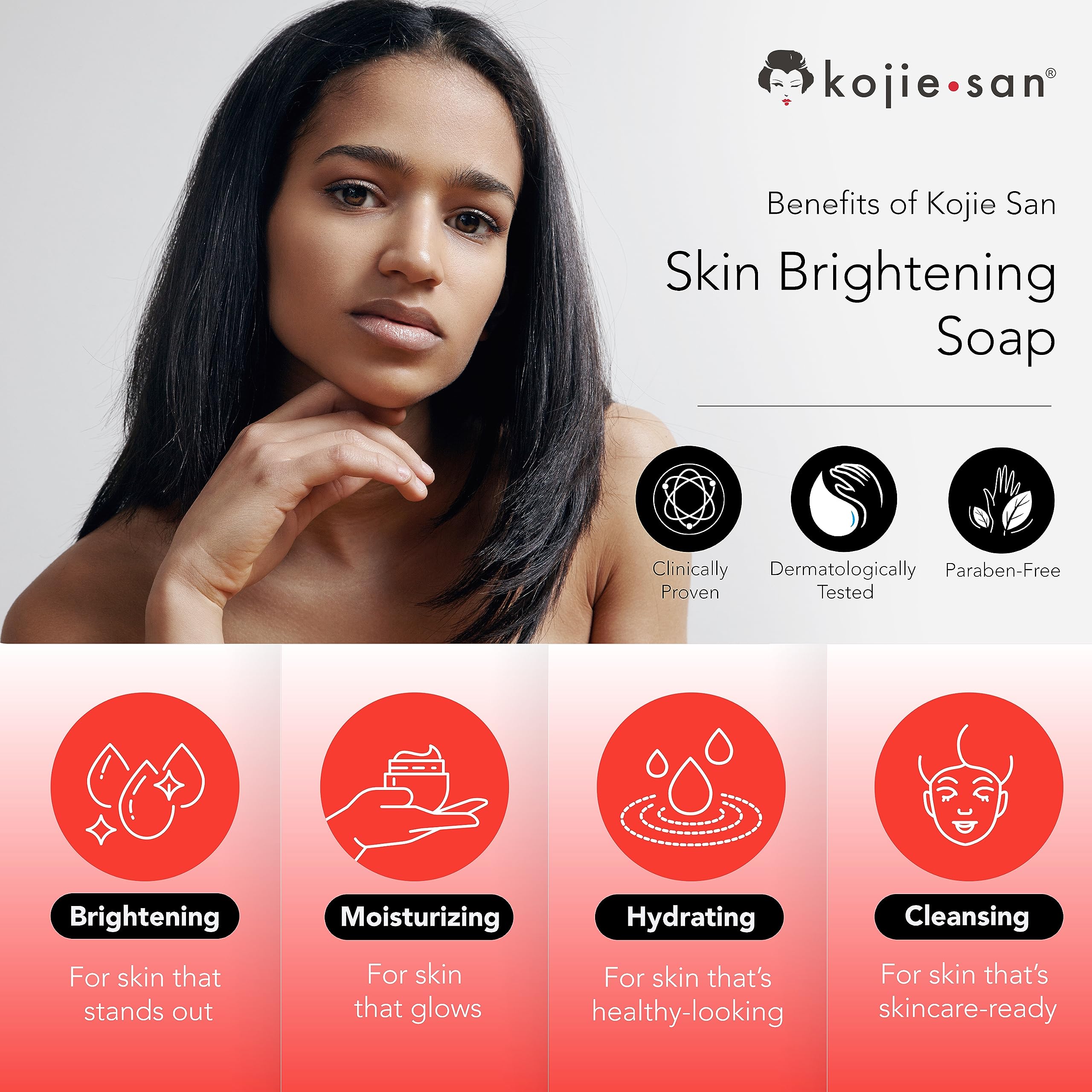 Kojie San Skin Brightening Brush Set - Original Kojic Acid Soap That Helps Reduces Dark Spots & Other Types Of Skin Damage - 65G