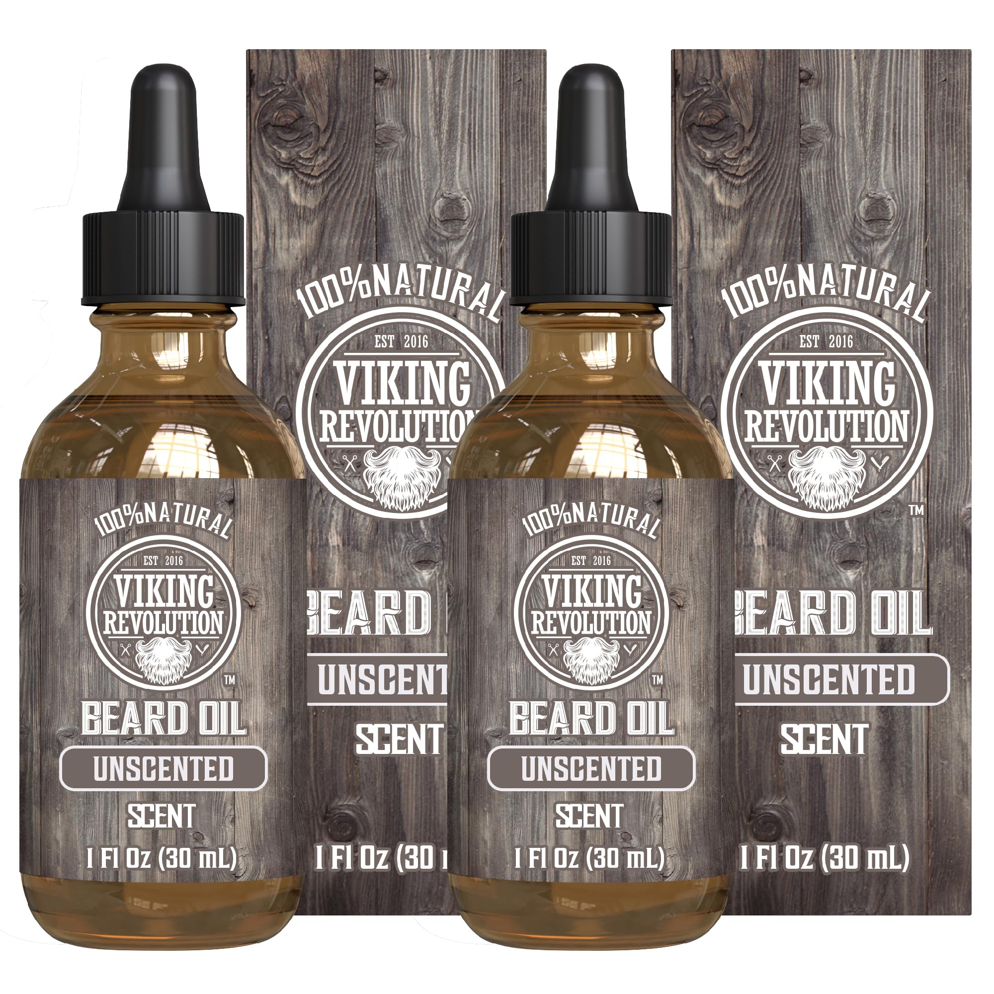 Viking Revolution Men's Beard Oil with Argan and Jojoba Oils - Natural Softener and Conditioner, Strengthens and Moisturizes (Un