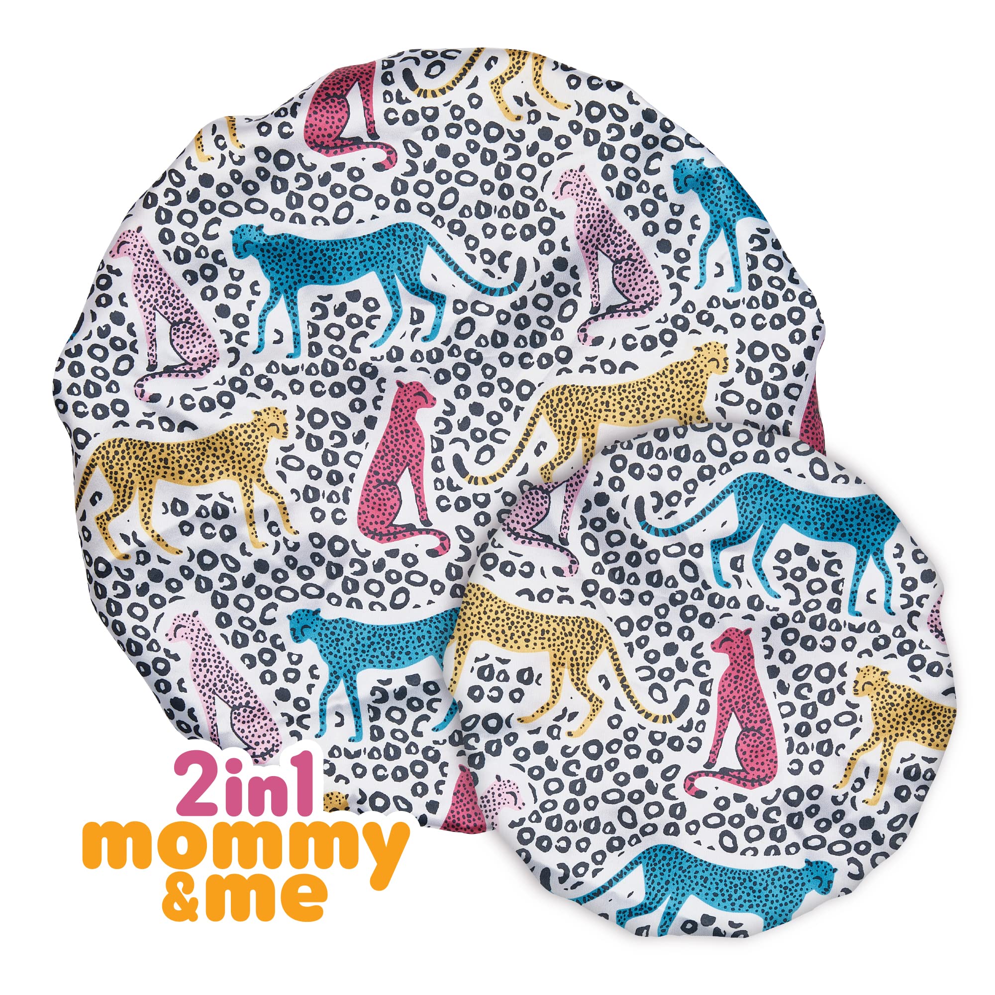 Red By Kiss 2-In-1 Mommy & Me Bonnet Sleeping Caps Hair Bonnet Hair Wrap (Cheetah) Multi Color