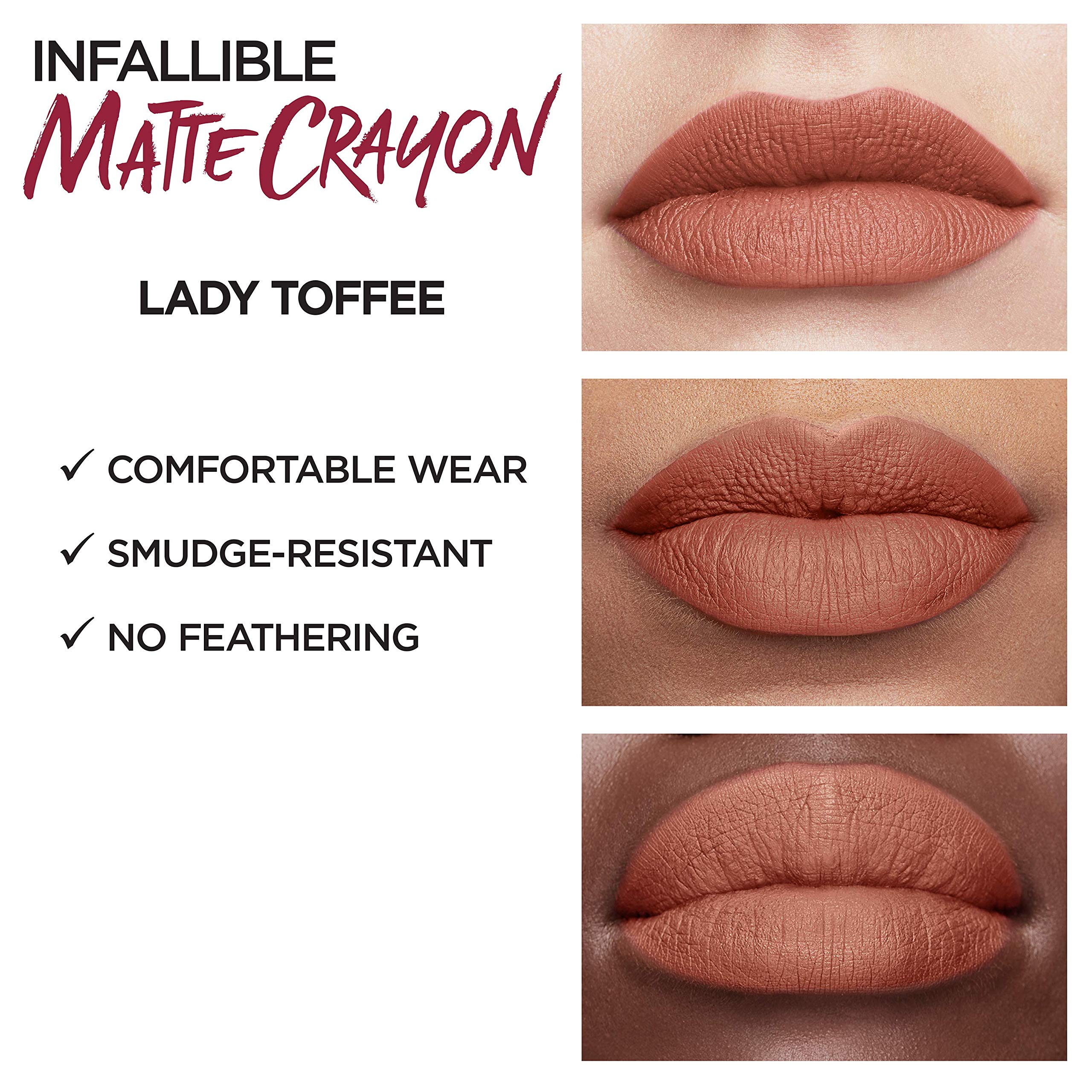 Lor  Al Paris Infallible Matte Lip Crayon, Lady Toffee (Packaging May Vary)
