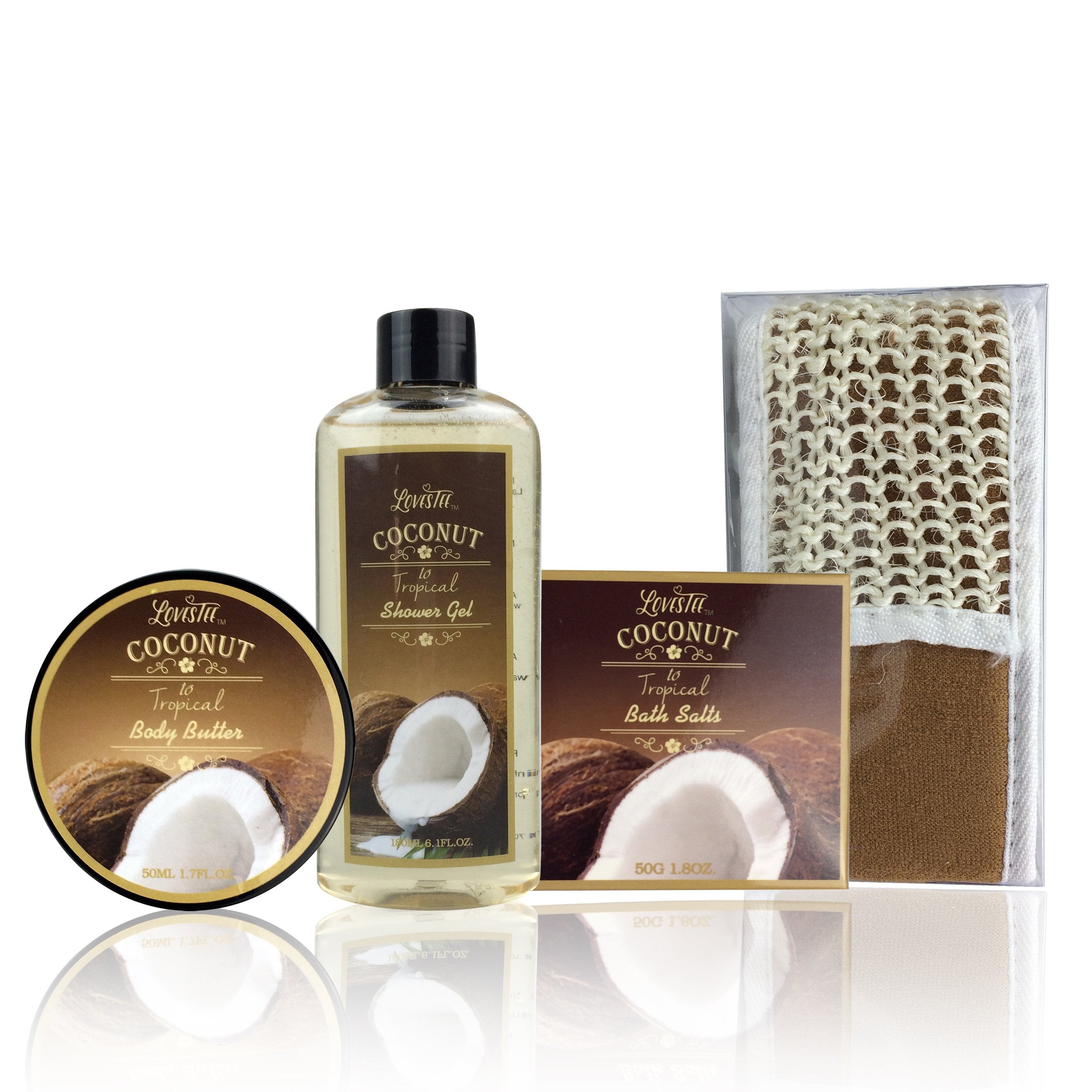 Spa Gift Baskets Bath And Body Set With Refreshing Coconut Fragrance Lovestee - Bath And Body Gift Set Includes Shower Gel Body