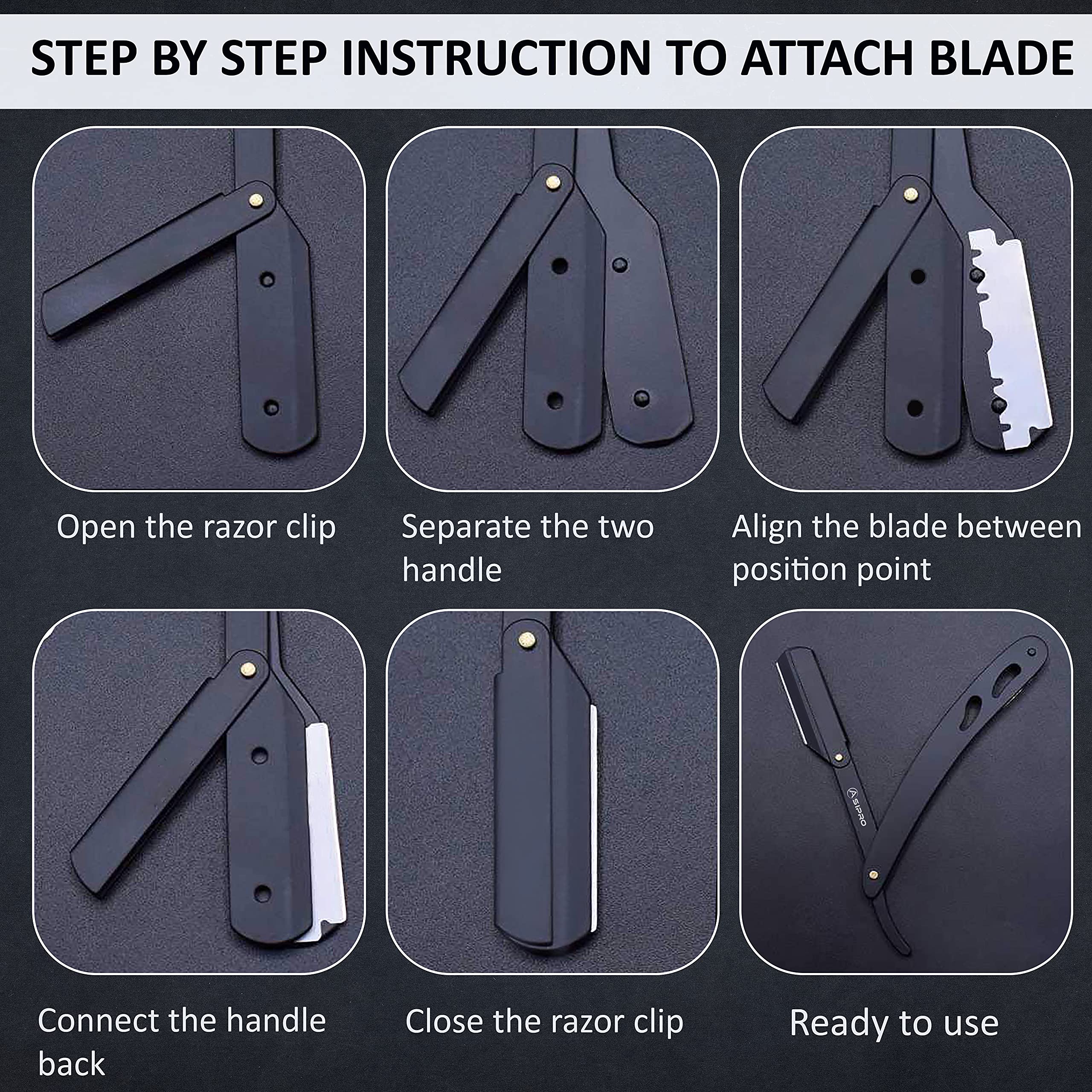 Asipro Professional Straight Razor For Men With 20 Barber Razor Blades & Carrying Case, Straight Razor Shaving Kit Navajas Para