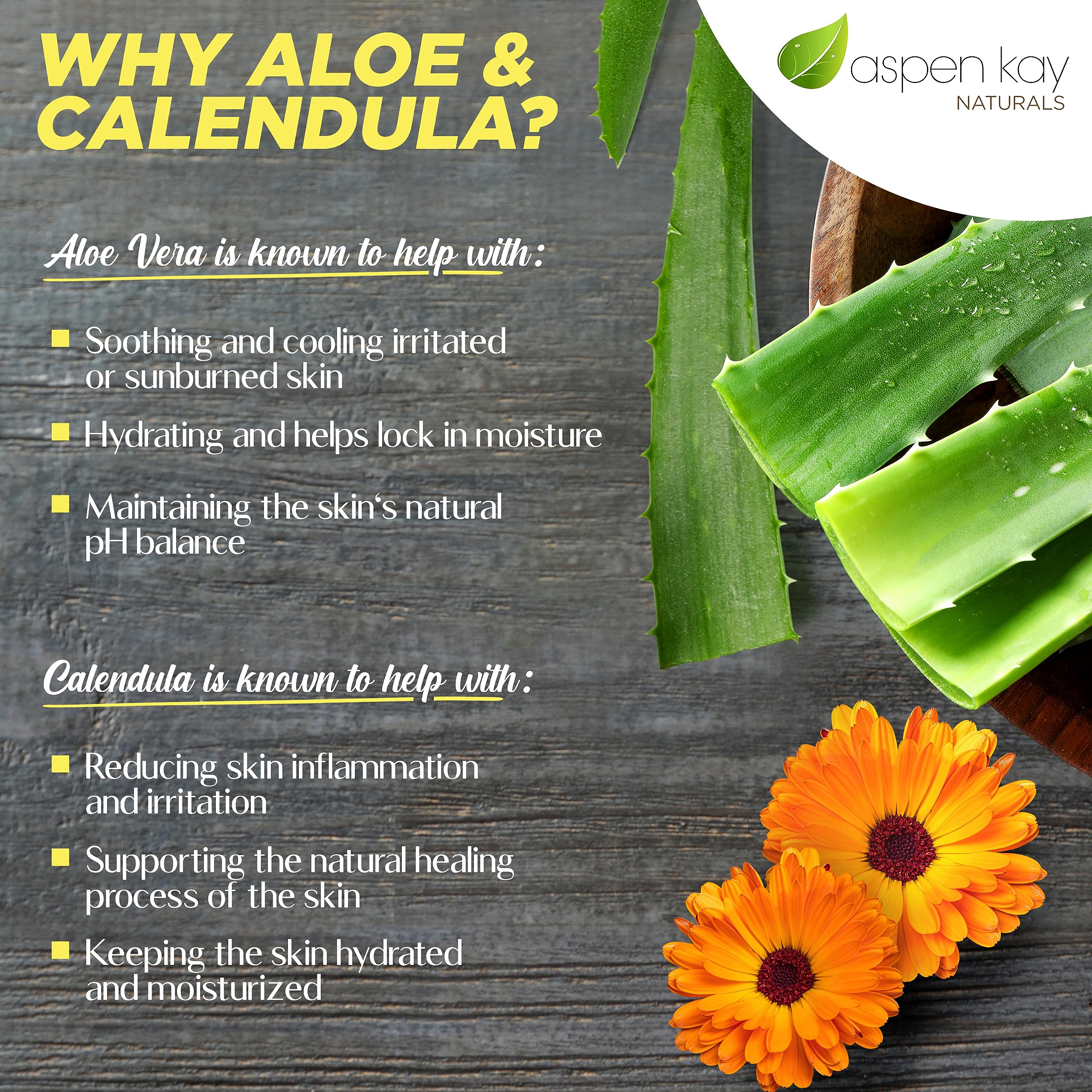 Aspen Kay Naturals Handmade Aloe Vera & Calendula Soap For Face & Body - Natural & Organic Ingredients - Organic Aloe Vera, Cale
